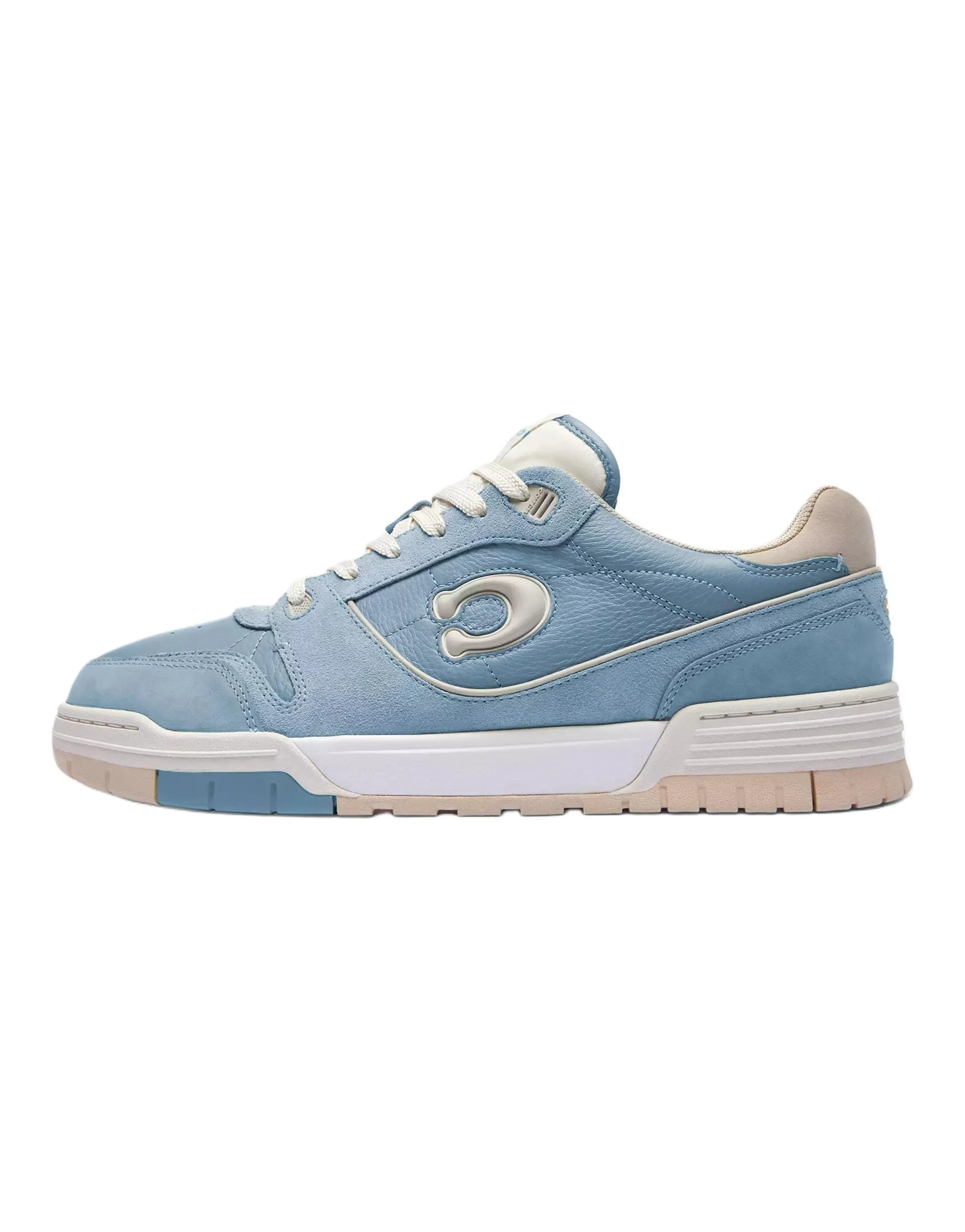 COACH Soho Leather Round-Toe Lace-Up Low-Top Skate Shoes Men's Blue