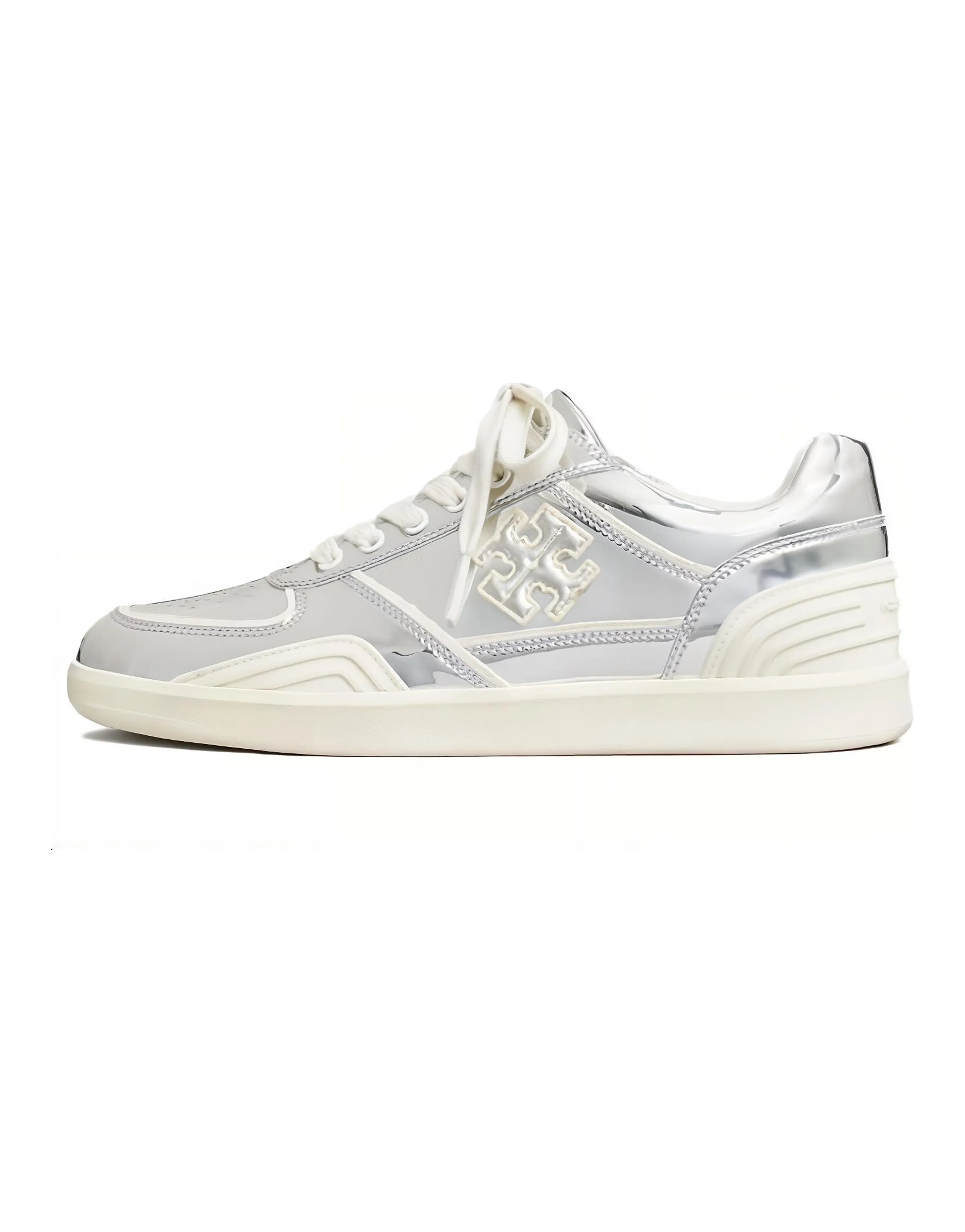 TORY BURCH Leather Trendy Versatile Low-Top Sneakers Women's Silver