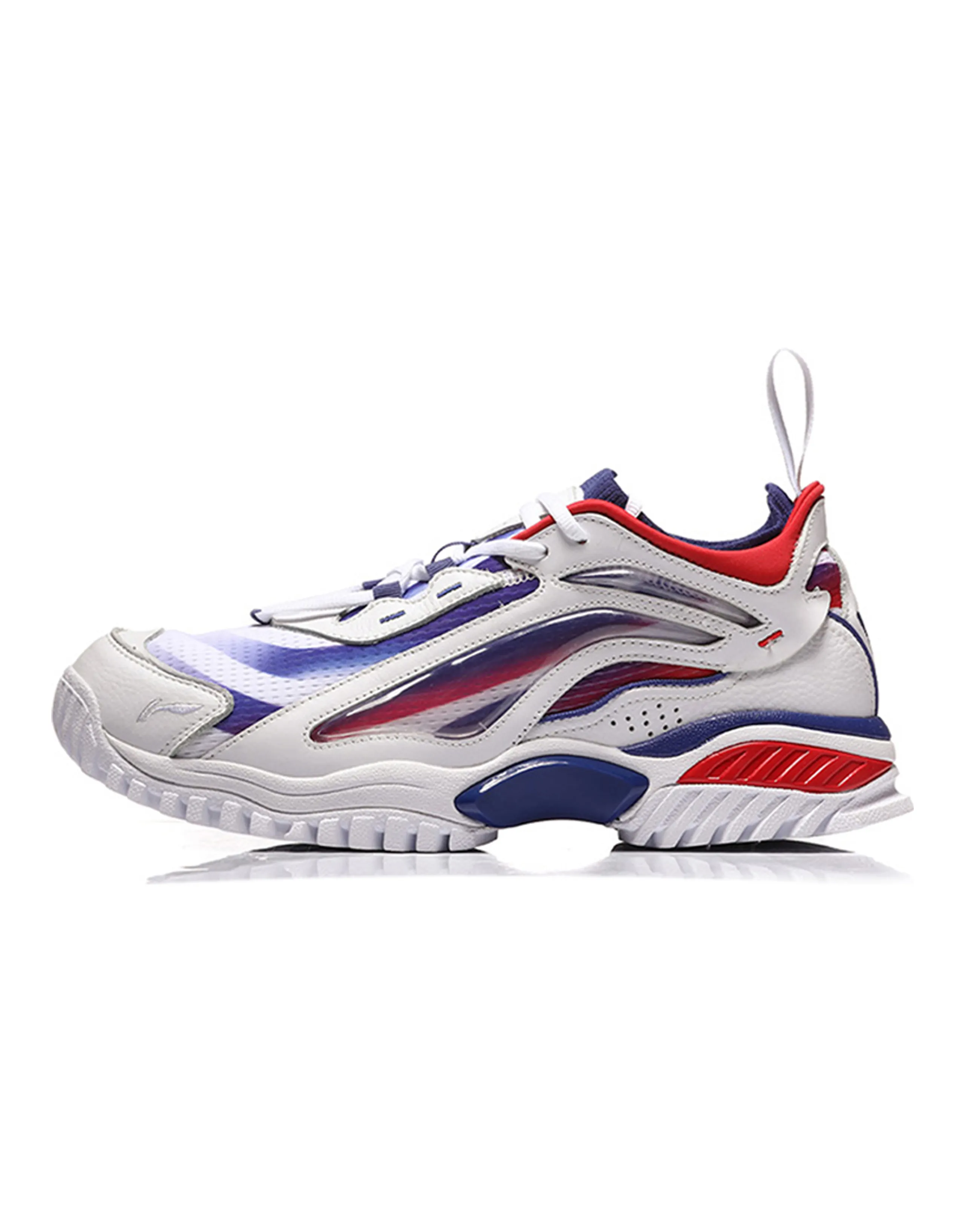 LiNing Aurora Skywalk Cushioned Slip-Resistant Mid-Top Chunky Sneakers Men's White Blue Red