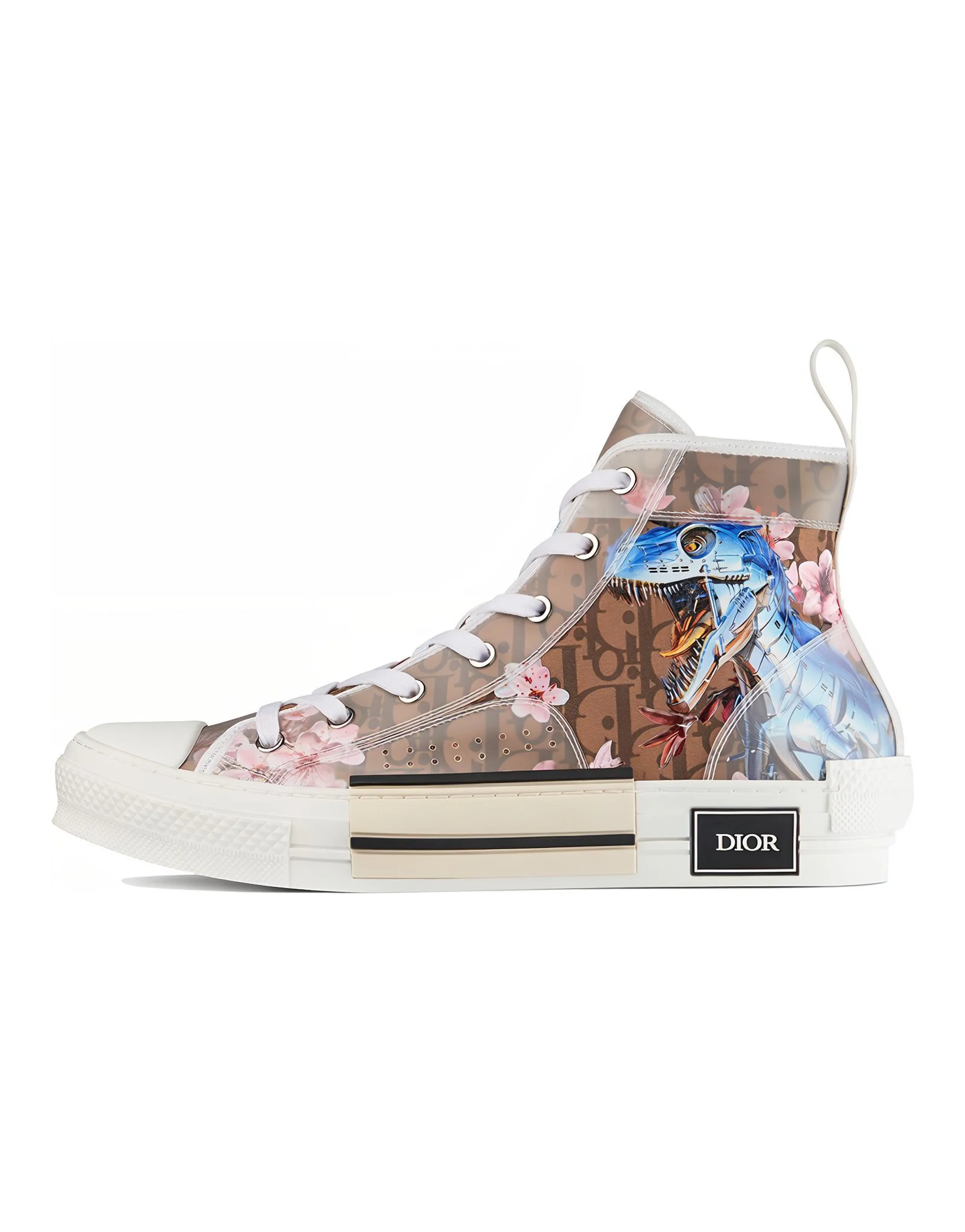 DIOR B23 High Canvas Sorayama Dinosaur Brown