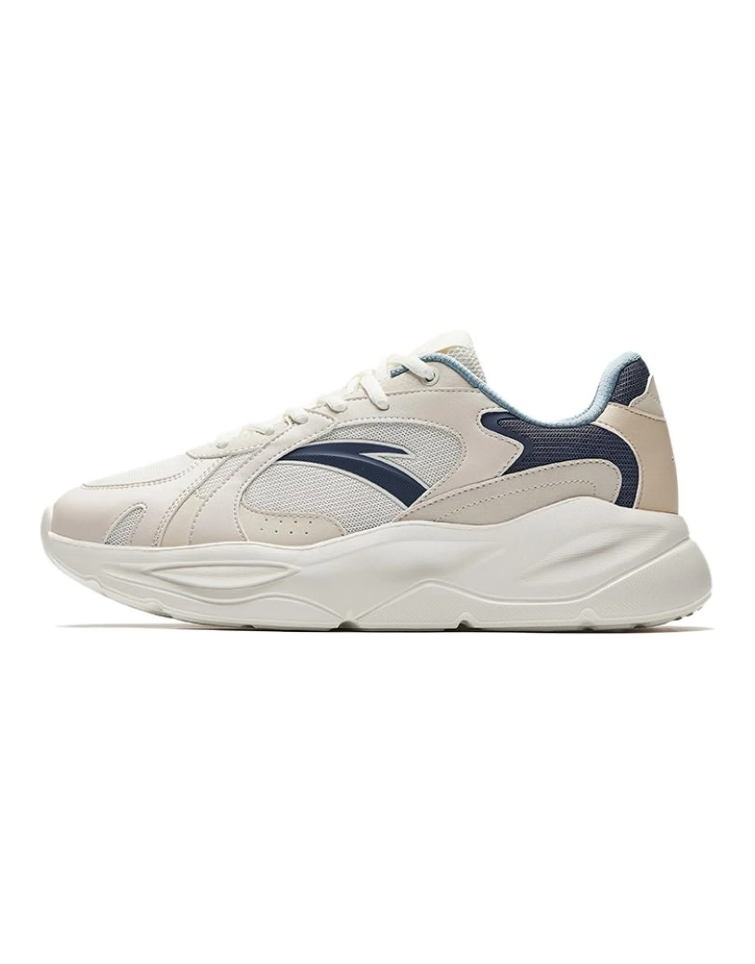 Anta Unbounded Series Simple Versatile Chunky Sole Height-Increasing Soft Sole Comfortable Shock-Absorbing Wear-Resistant Lightweight Non-Slip Low-Top Casual Lifestyle Shoes Men's Beige Gray