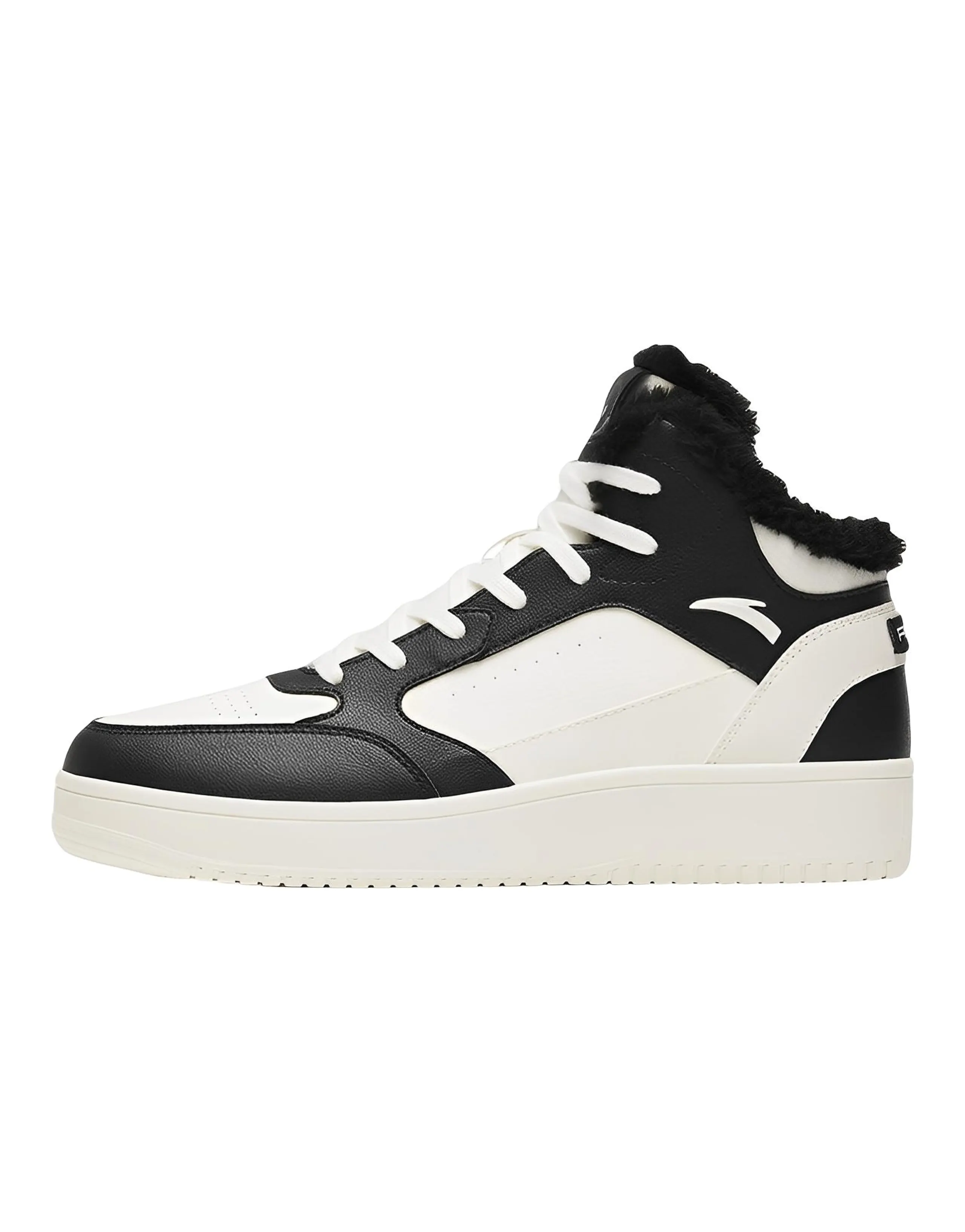 Anta Fleece-Lined Warm Wear-Resistant Lightweight High-Top Skate Shoes Men's Black/White
