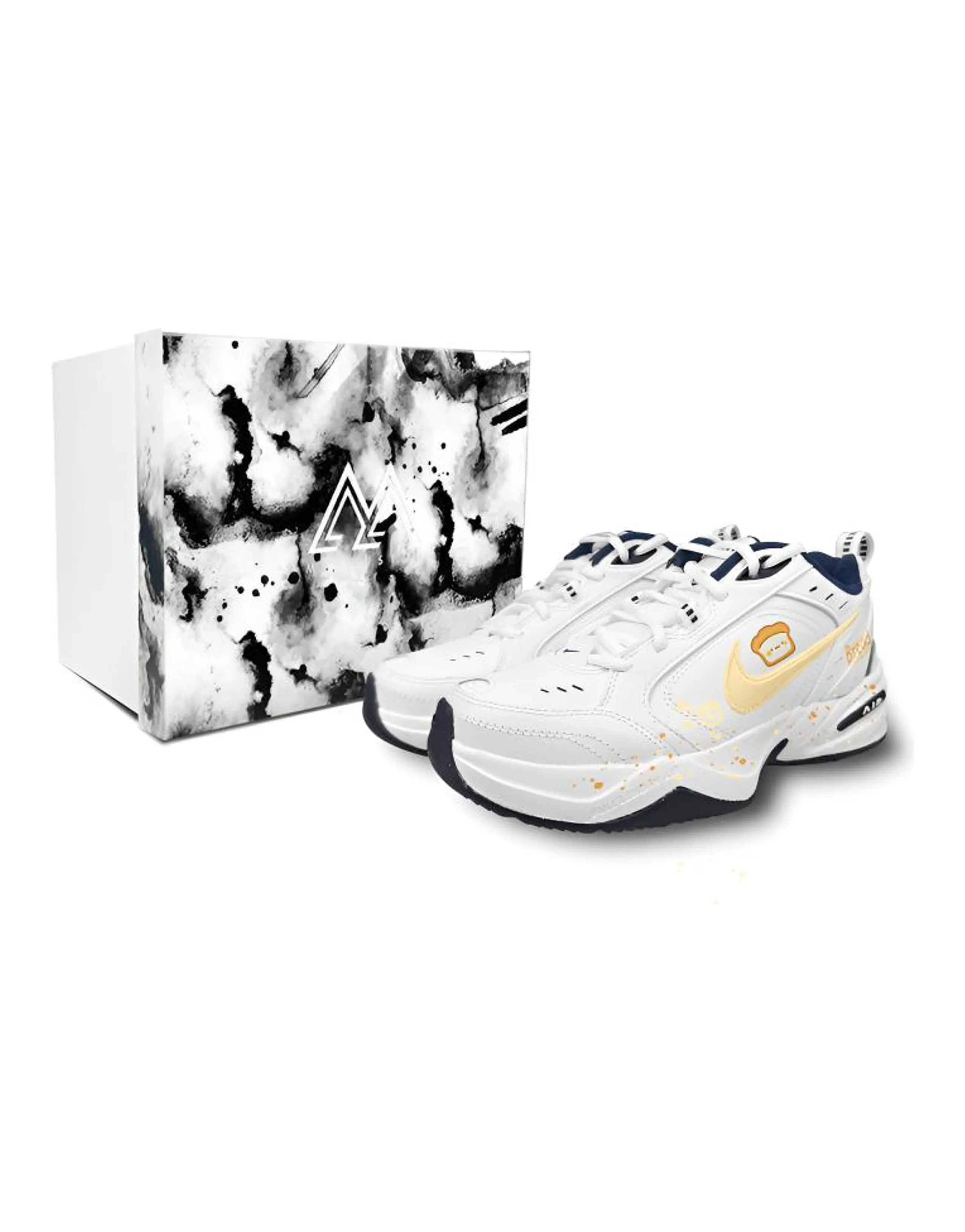 [Custom Sneakers] Nike Air Monarch 4 ZY Toasted Bread Cute Cartoon Hand-Drawn Simple Casual Versatile Gift Box Low-Top Dad Shoes Unisex