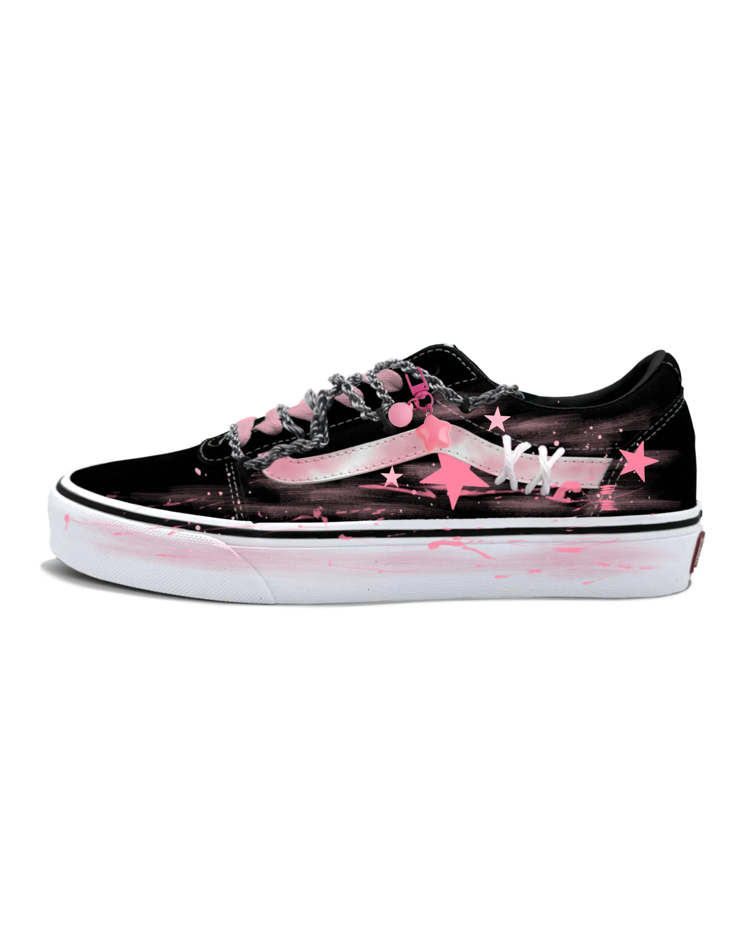 Vans Ward 'Pink Ink Star Rhythm' Custom Sneakers Unisex Pink