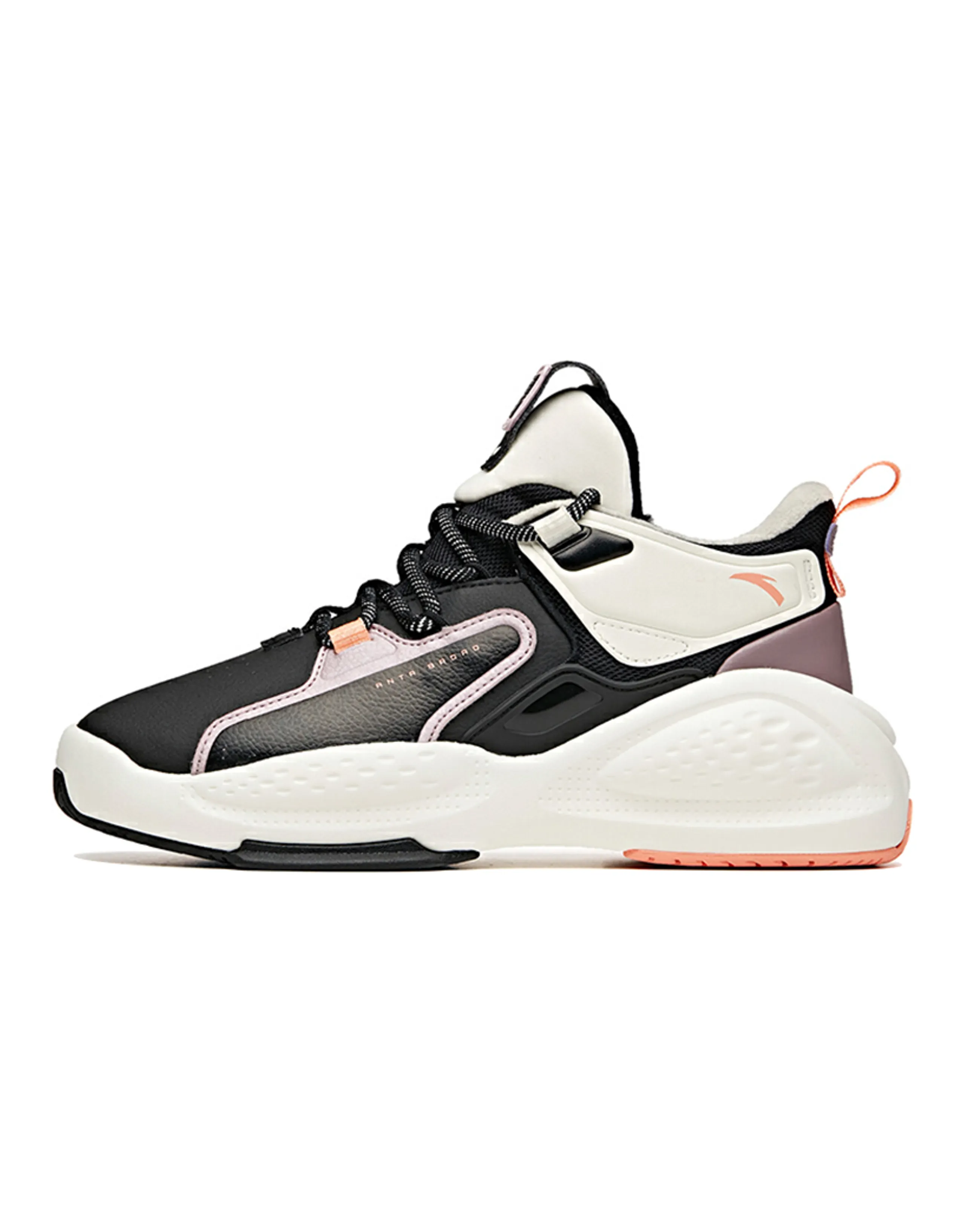 Anta Bastard Mid-Top Skateboard Shoes Women's Black White Pink