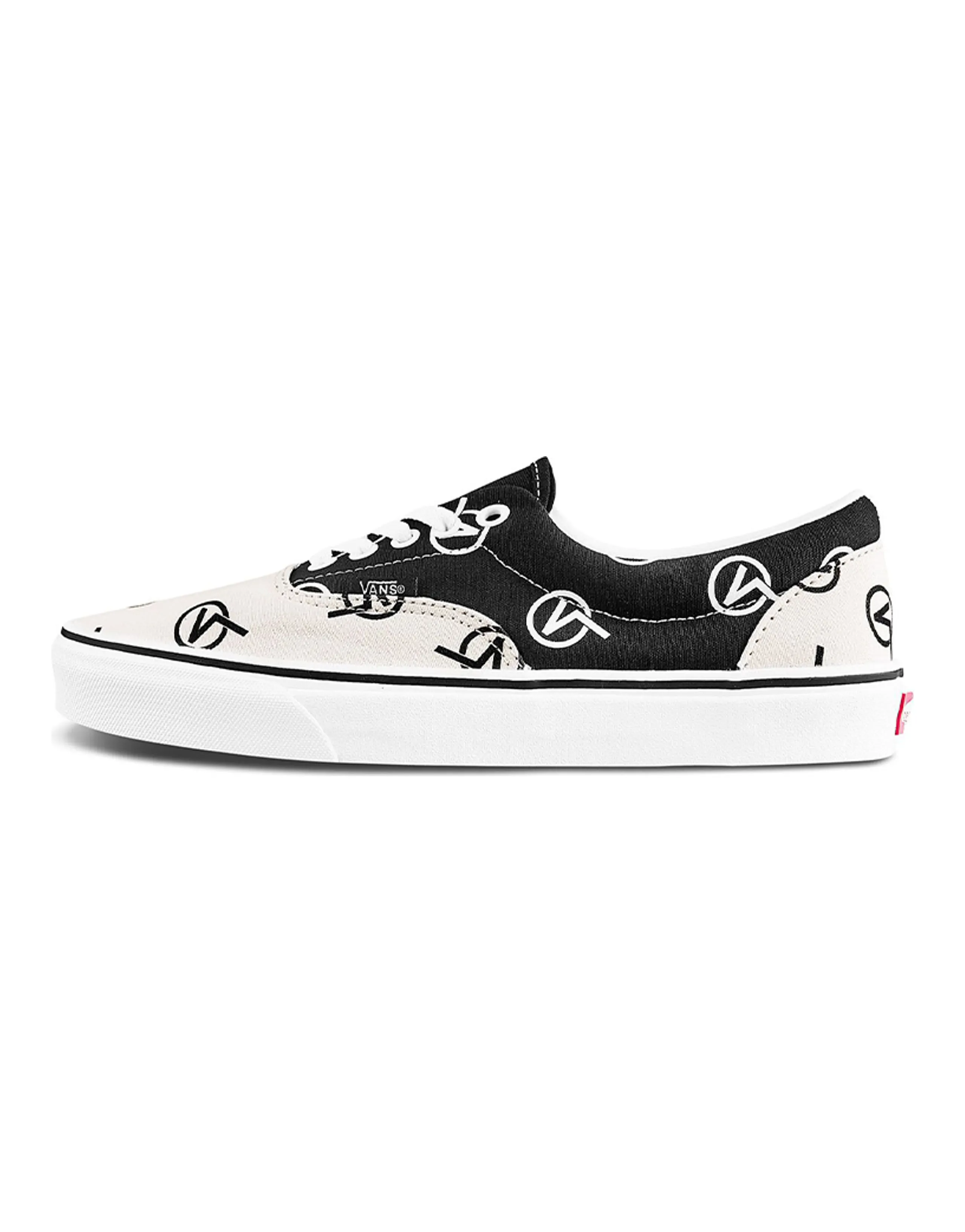 Vans Era Full Print Retro Casual Skate Shoes Unisex Black Beige 'Black White'