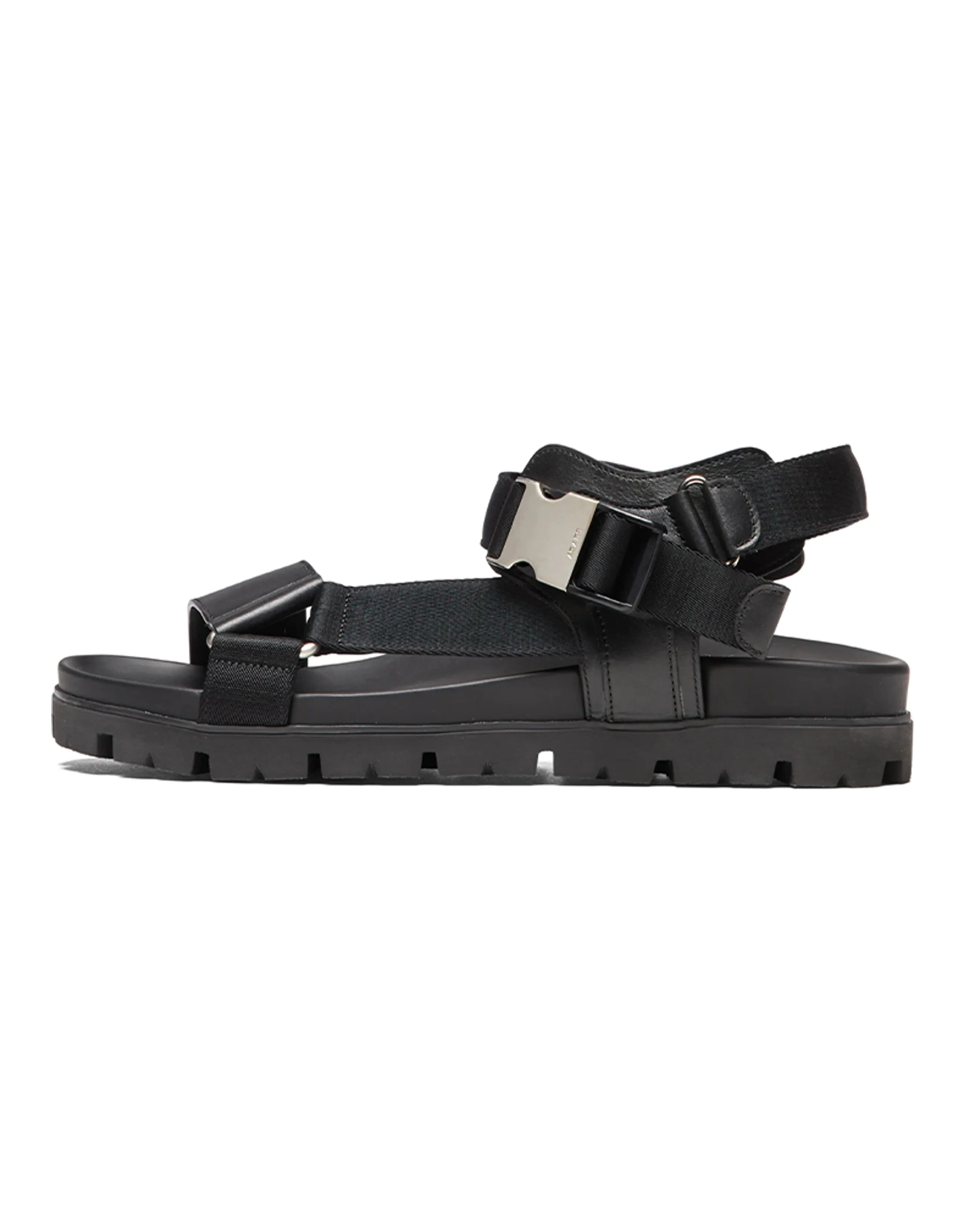 PRADA Crisscross Straps Buckle-Fastening Sandal Black