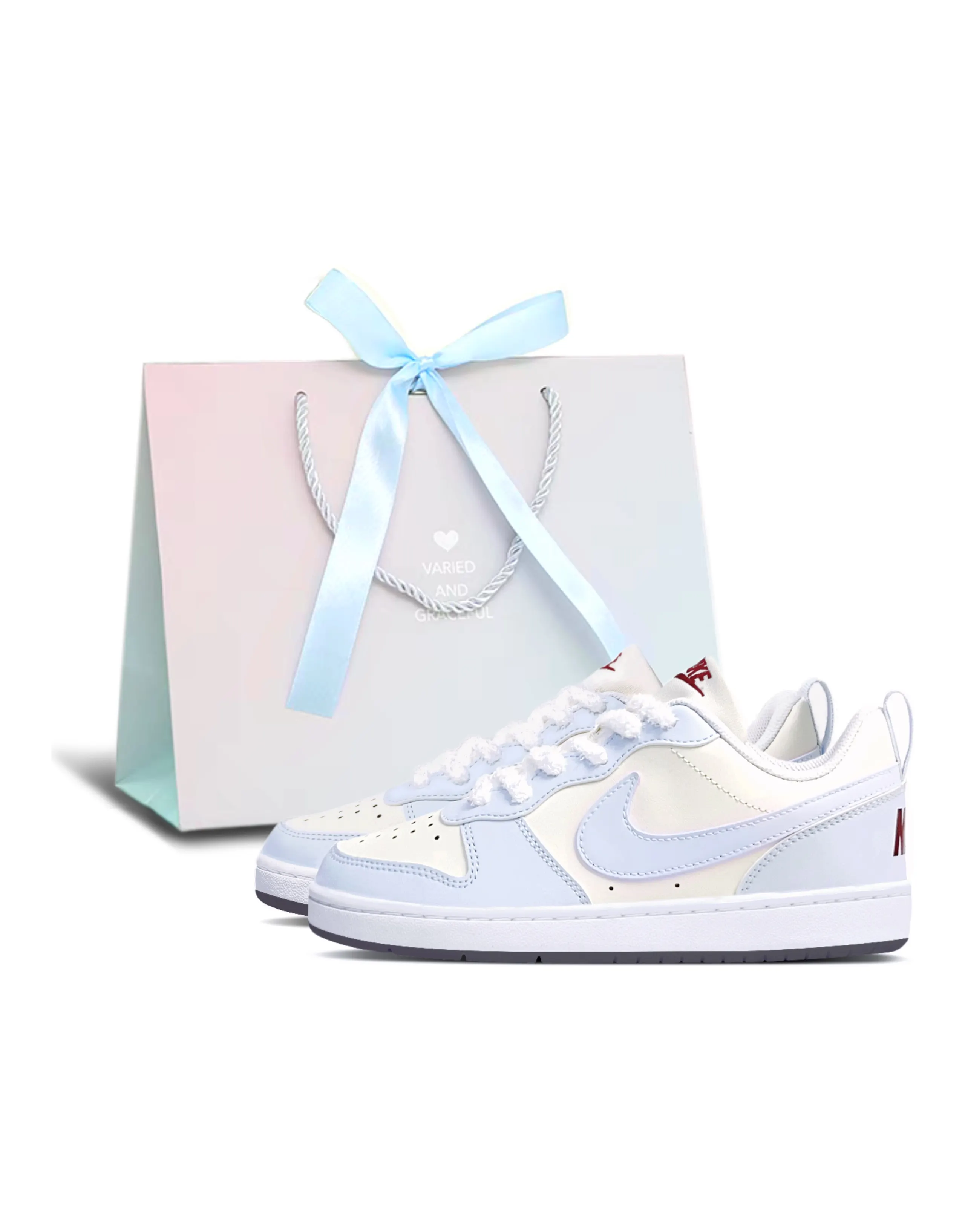 Nike Court Borough Skateboard Shoes Women's Low-Top Blue/White