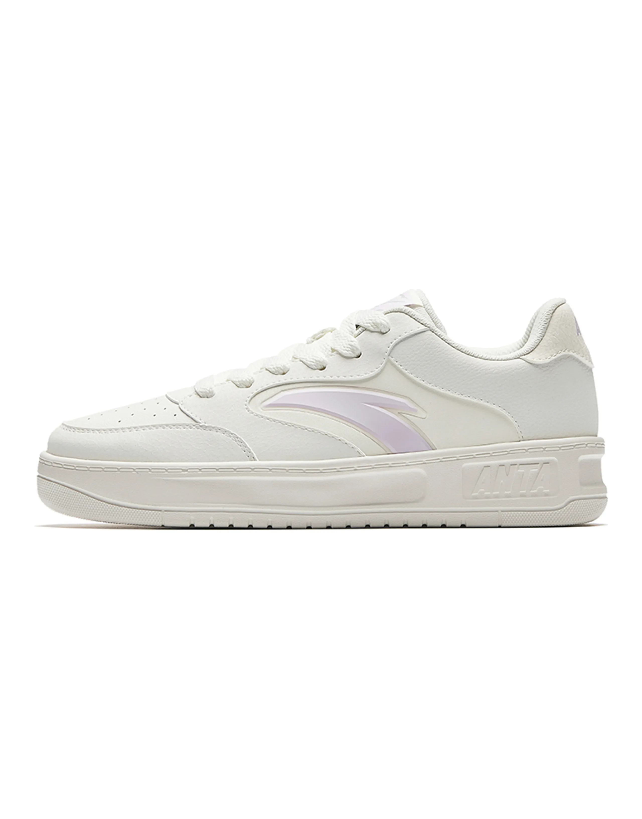 Anta Easy 2 Simple Versatile Wrapping Slip-Resistant Wear-Resistant Lightweight Height-Increasing Low-Top Skate Shoes Women's White Purple