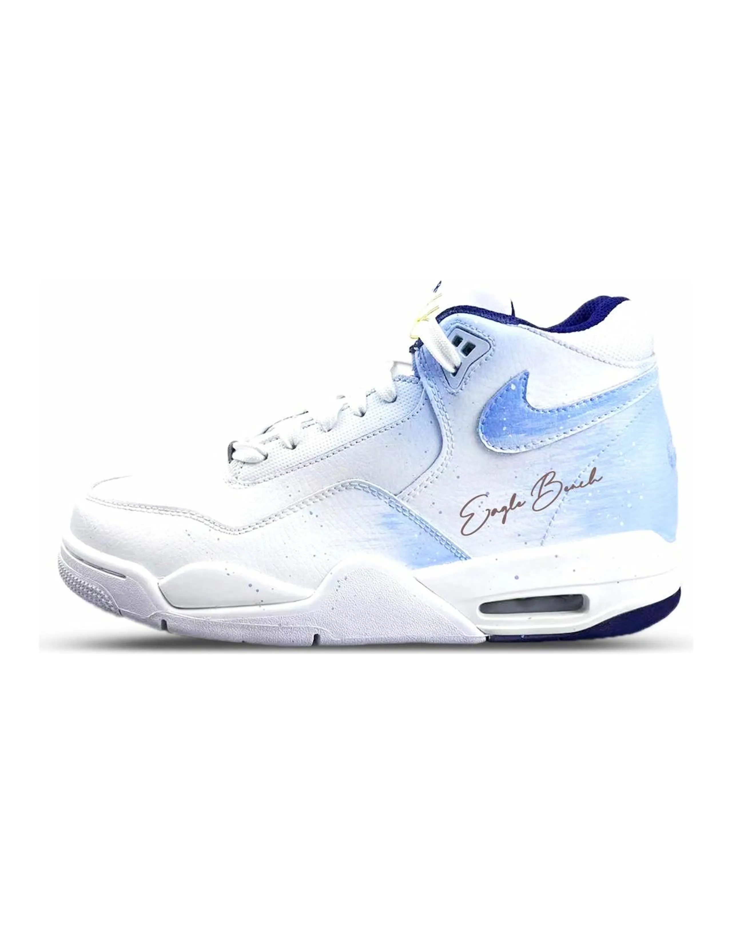 Nike Flight Legacy Wear-Resistant Mid-Top Vintage Basketball Shoes Men's Blue White