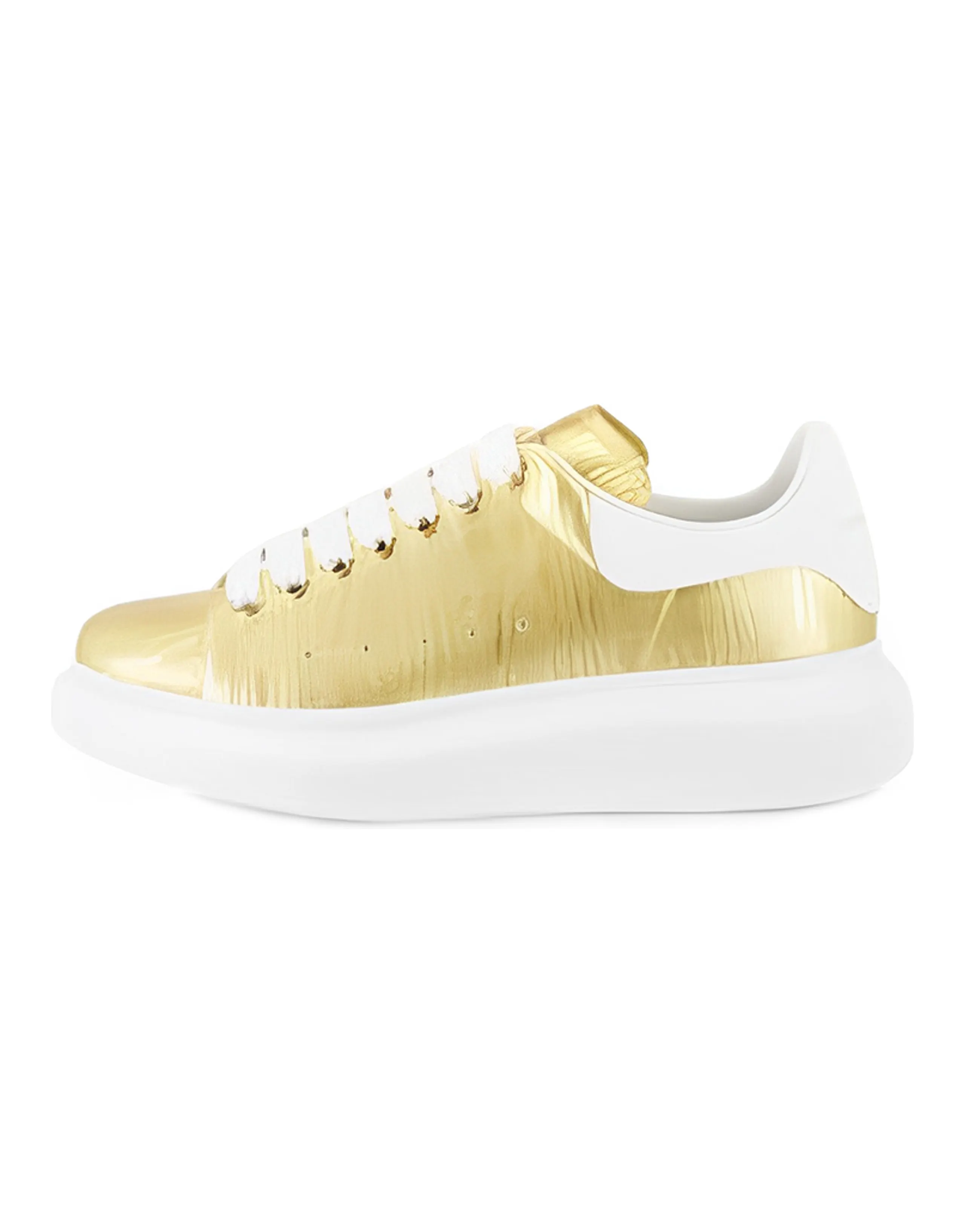 Alexander McQueen Low-Top Skateboard Shoes Women's Gold White