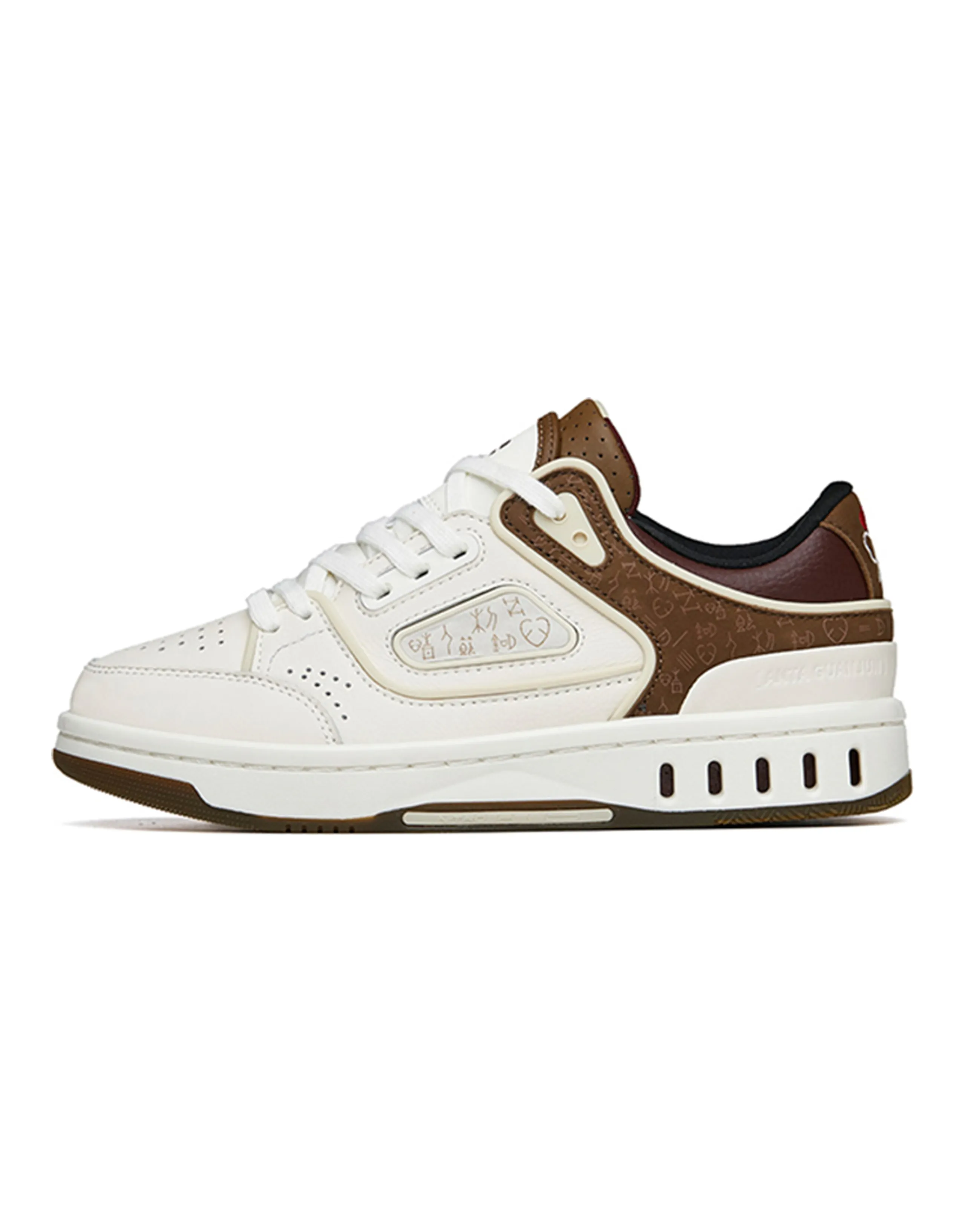ANTA Skateboard Shoes Women's Low-Top White Brown