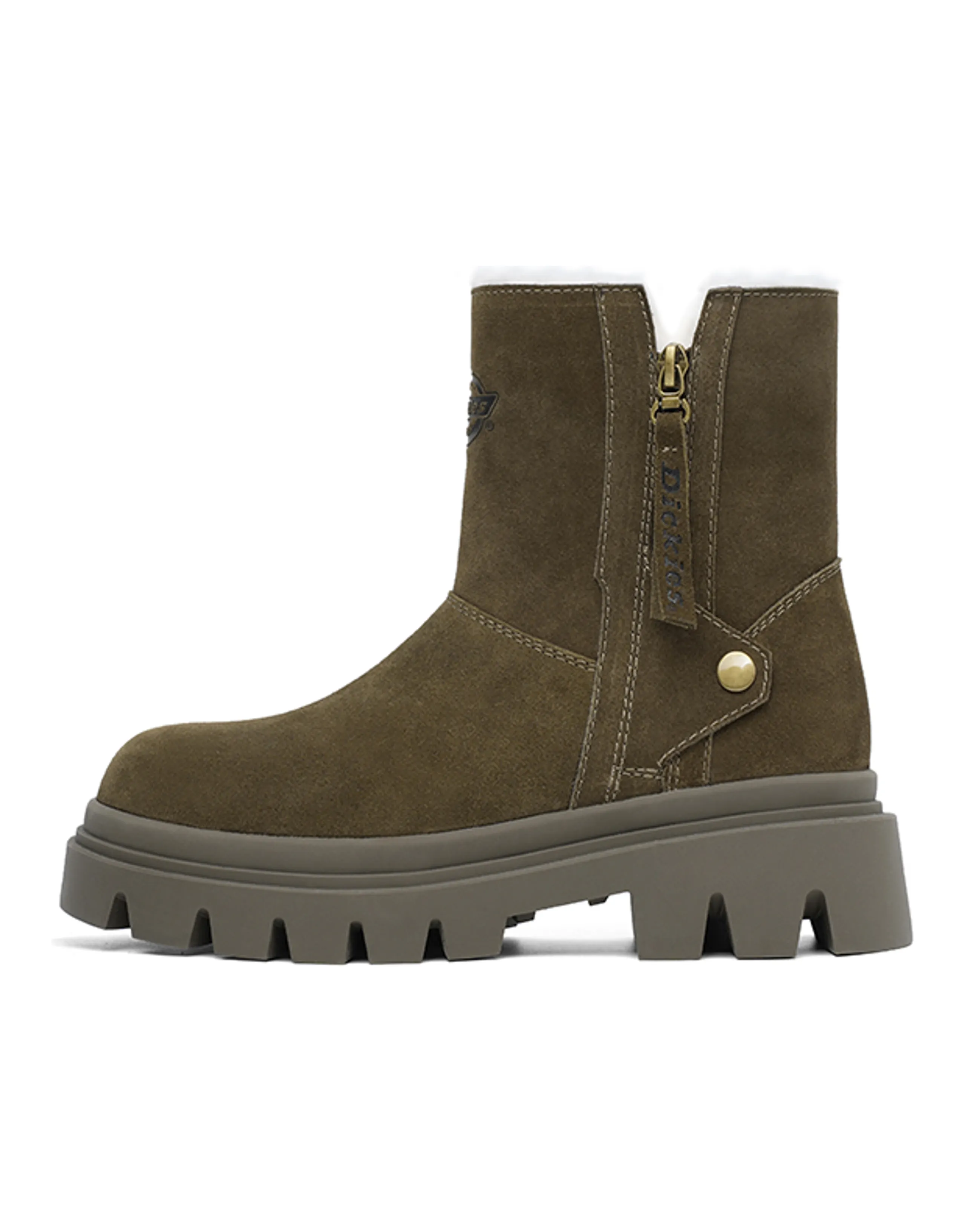 Dickies Warm Wear-Resistant Height Increasing Slip-Resistant Short Mid-Calf Snow Boots Women's Army Green