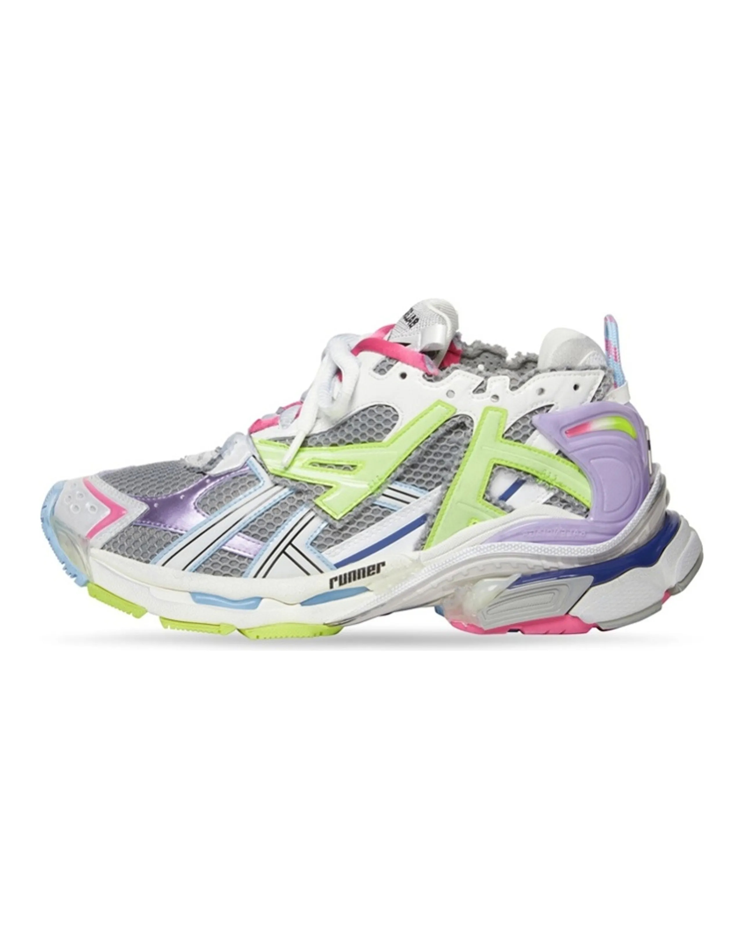 Balenciaga Runner Leather Free Grey Light Purple Neon Yellow White