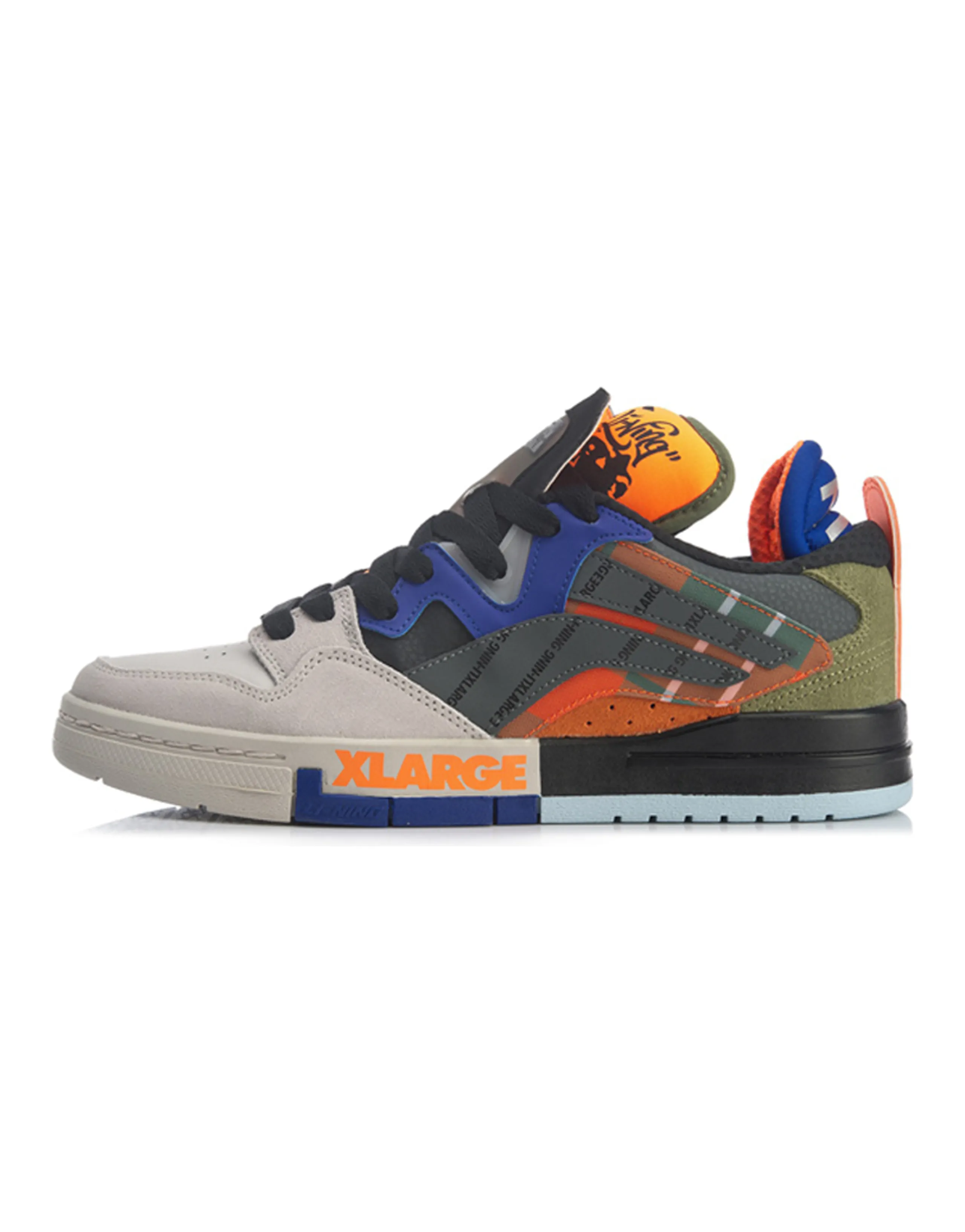 XLARGE x LiNing Coverage Anti-Slip And Wear-Resistant Low-Top Skateboard Shoes Men's Gray Orange