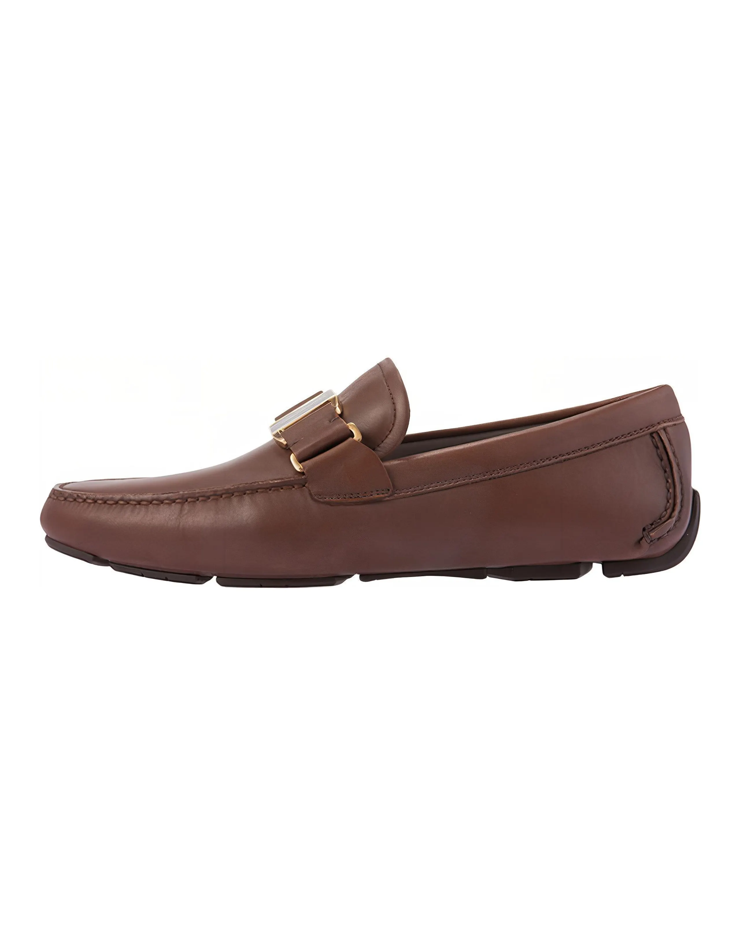 FERRAGAMO Vara Bit Solid Color Slip-On Casual Shoes Men's Dark Brown