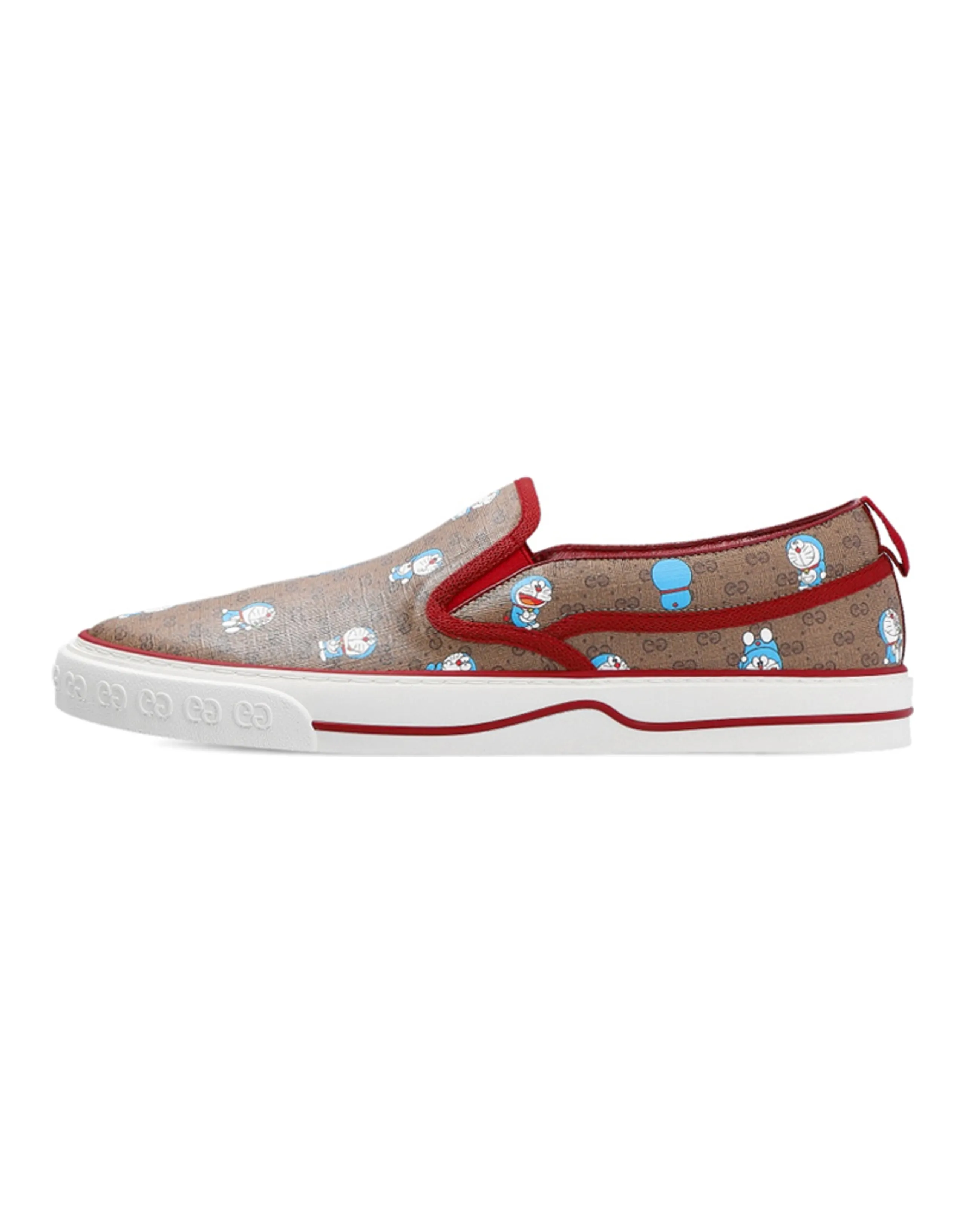 Doraemon x GUCCI Double G Stylish Skateboarding Shoes Women's Brown Red