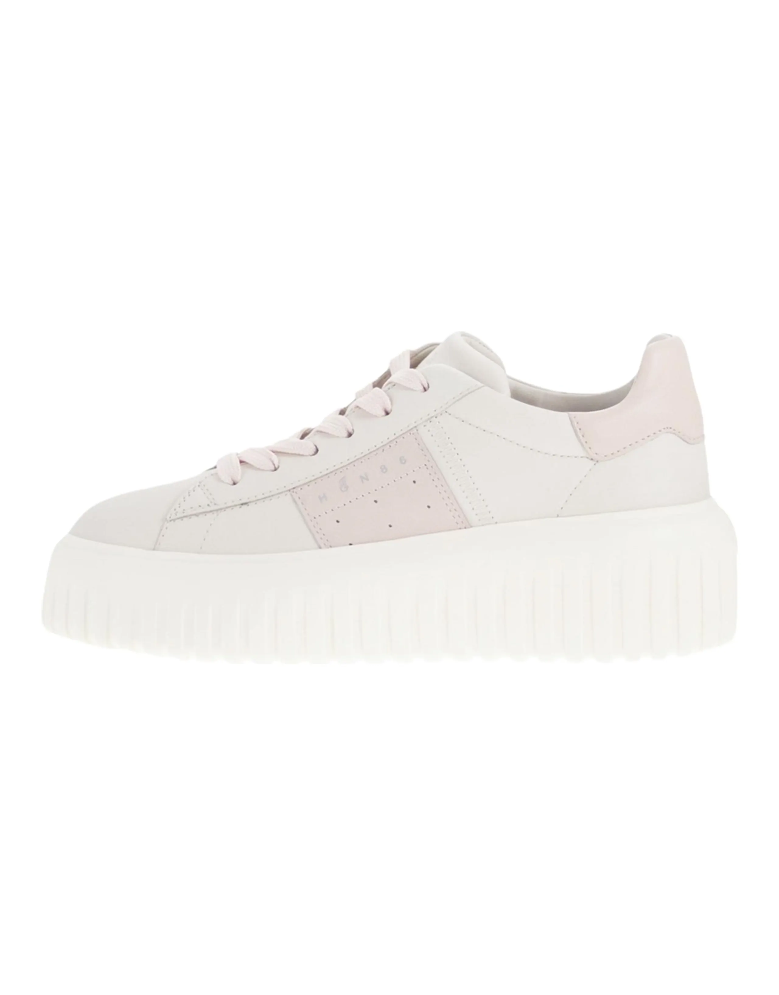 HOGAN Women's H-Stripes Leather Round-Toe Platform Low-Top Sneakers Beige