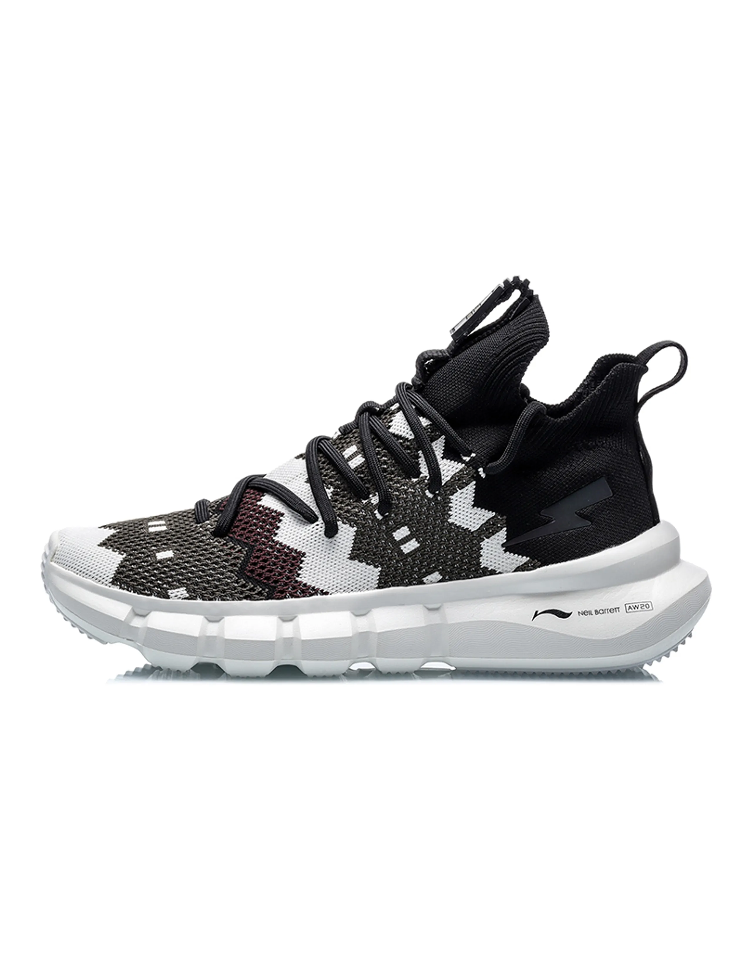 Neil Barrett X LiNing Essence 2.3 Vintage Basketball Shoes Men Mid-Top Black White