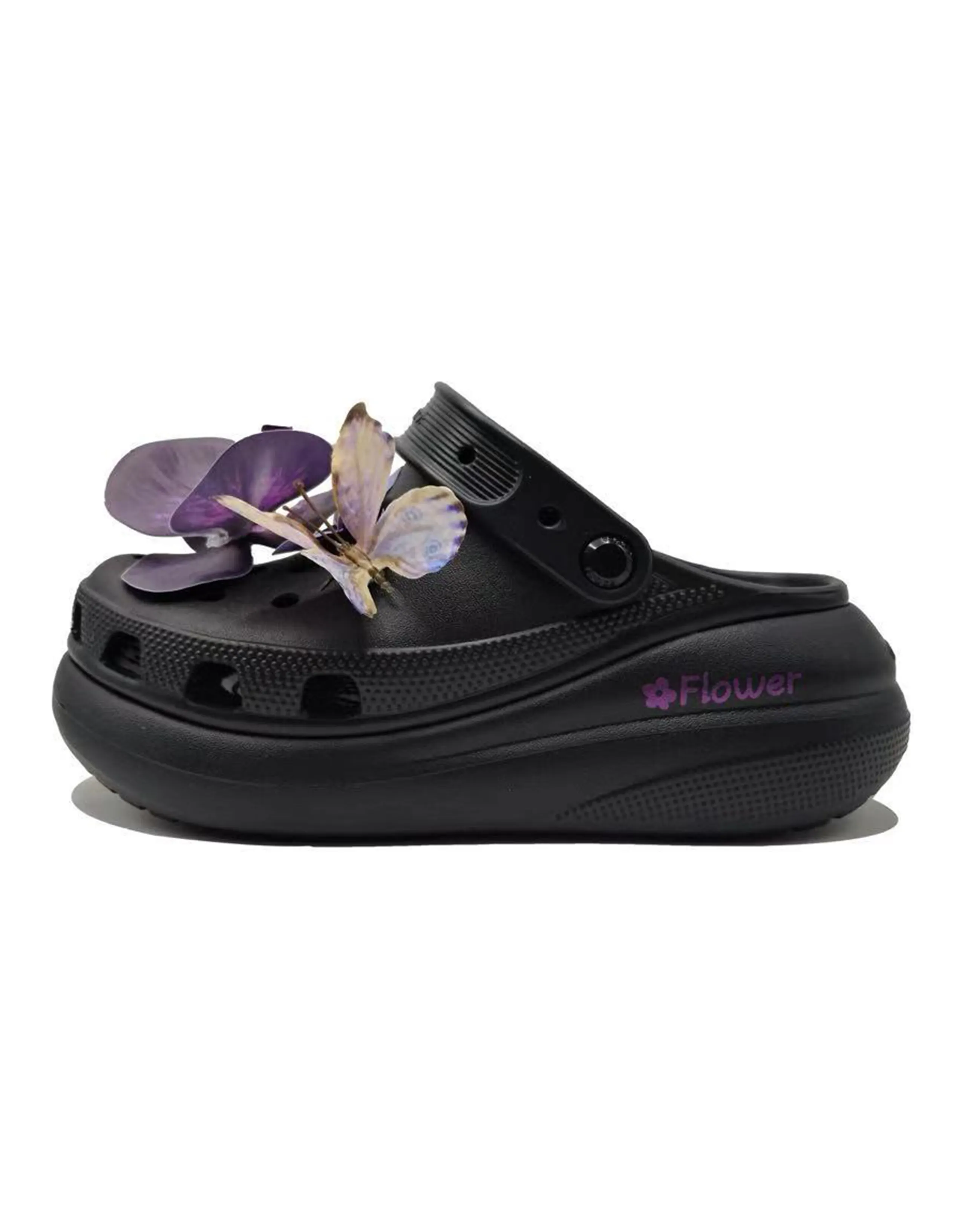 Crocs Crush Clog 'Puff Lan Kong Gu You' EVA Bionic Flower Clogs Unisex Black