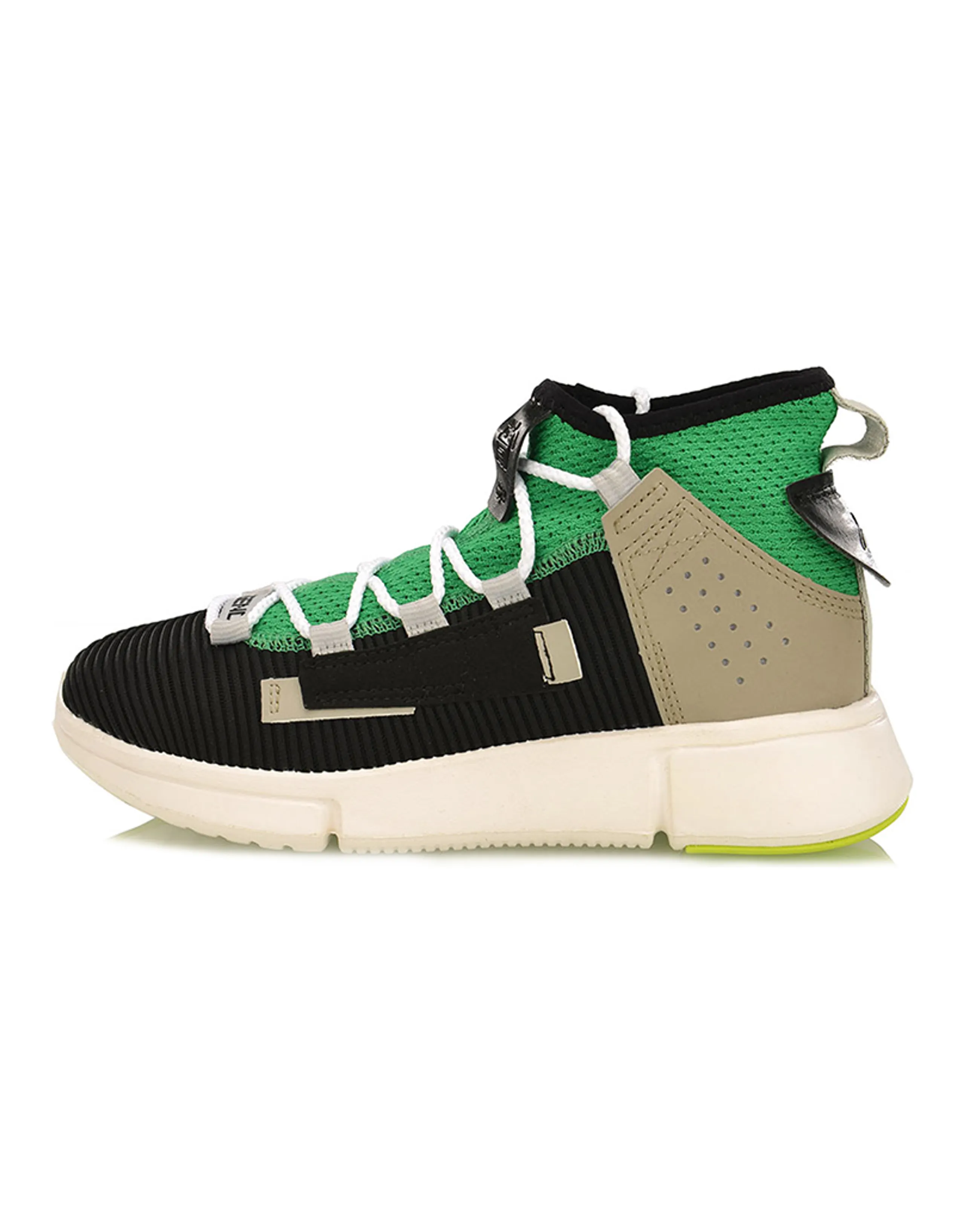 LINING Essence 2 Vintage Basketball Shoes Women's Mid-Top Black Green