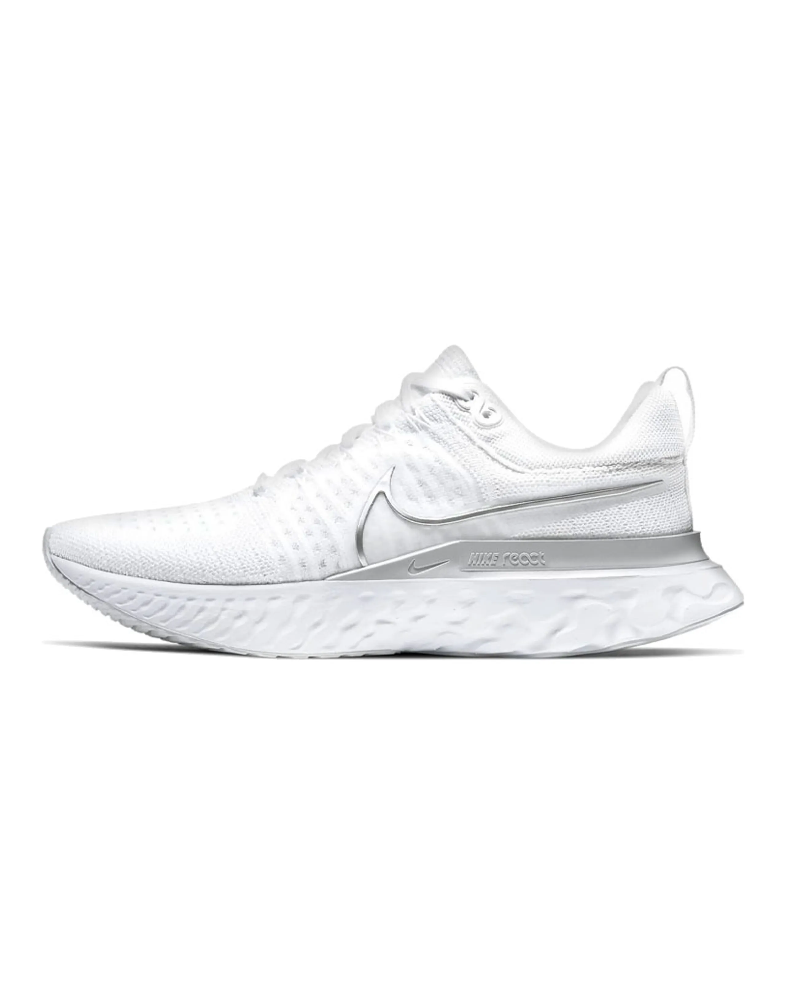 Nike React Infinity Run Flyknit 2 White Metallic Silver Women's