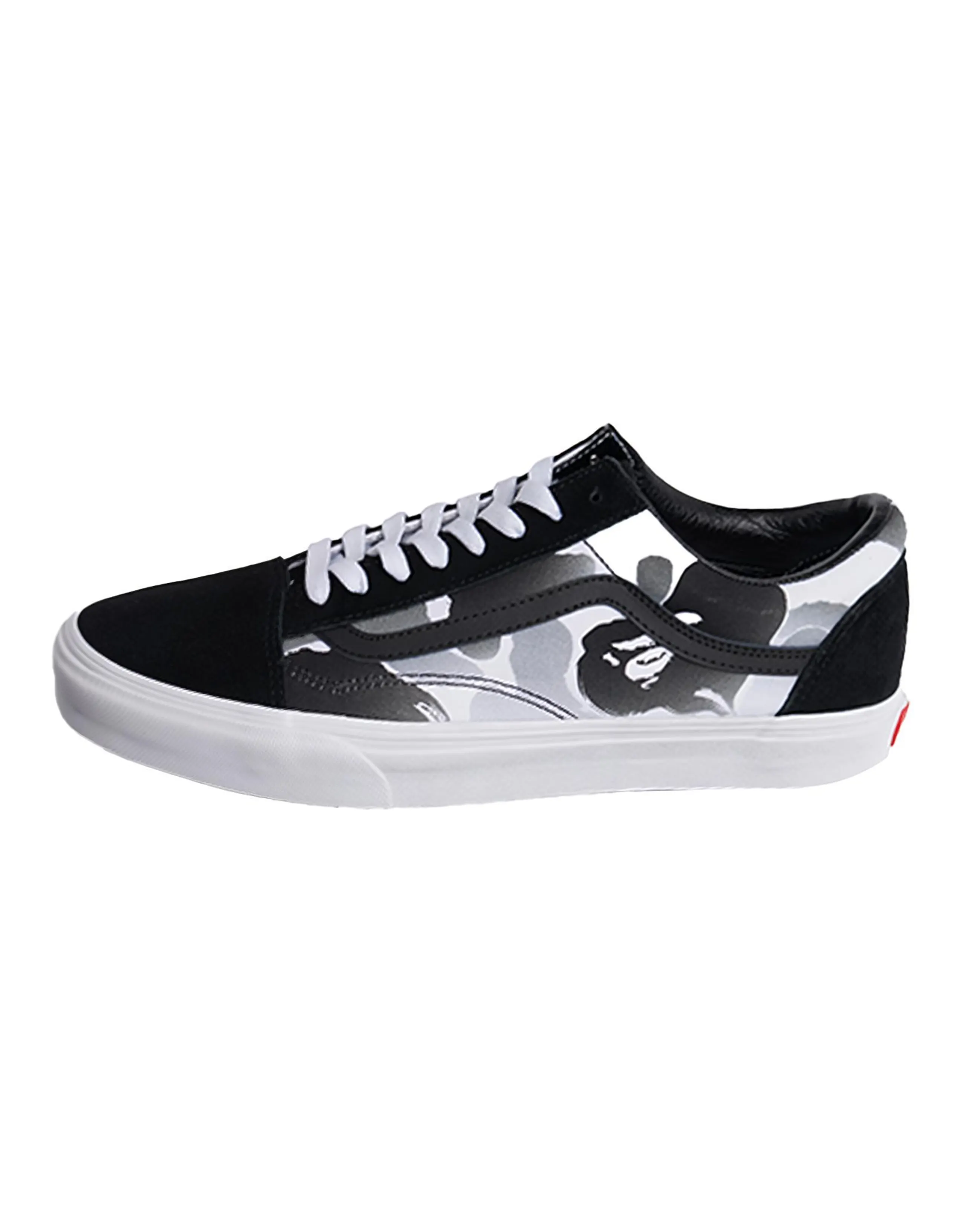 Bape x Vans Old Skool Cushioned Wear-Resistant Lightweight Low-Top Skateboard Shoes Unisex Black White