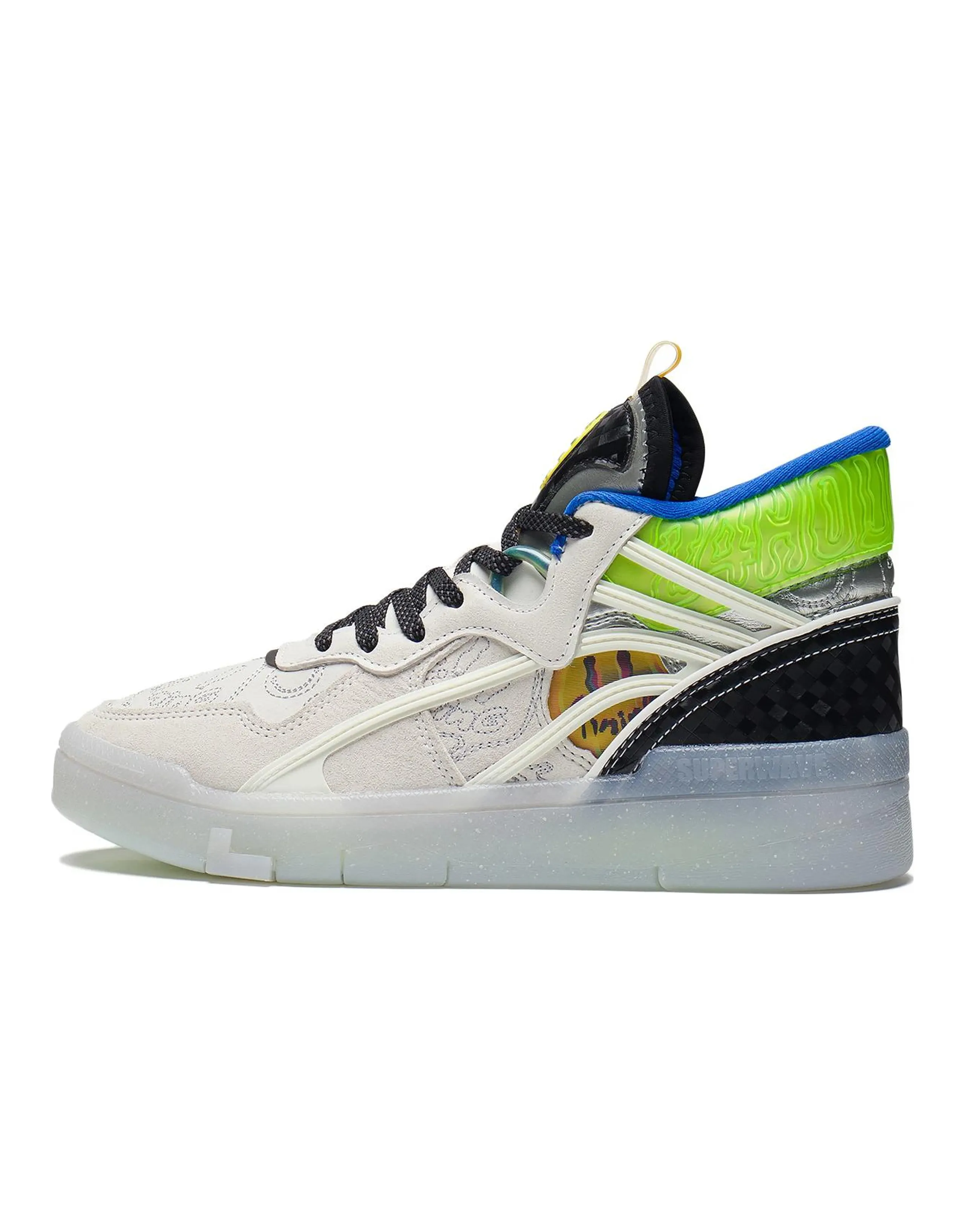 LiNing Wave Mid Party Anti-Slip Wear-Resistant Mid-Top Skateboard Shoes Women's White Black Blue