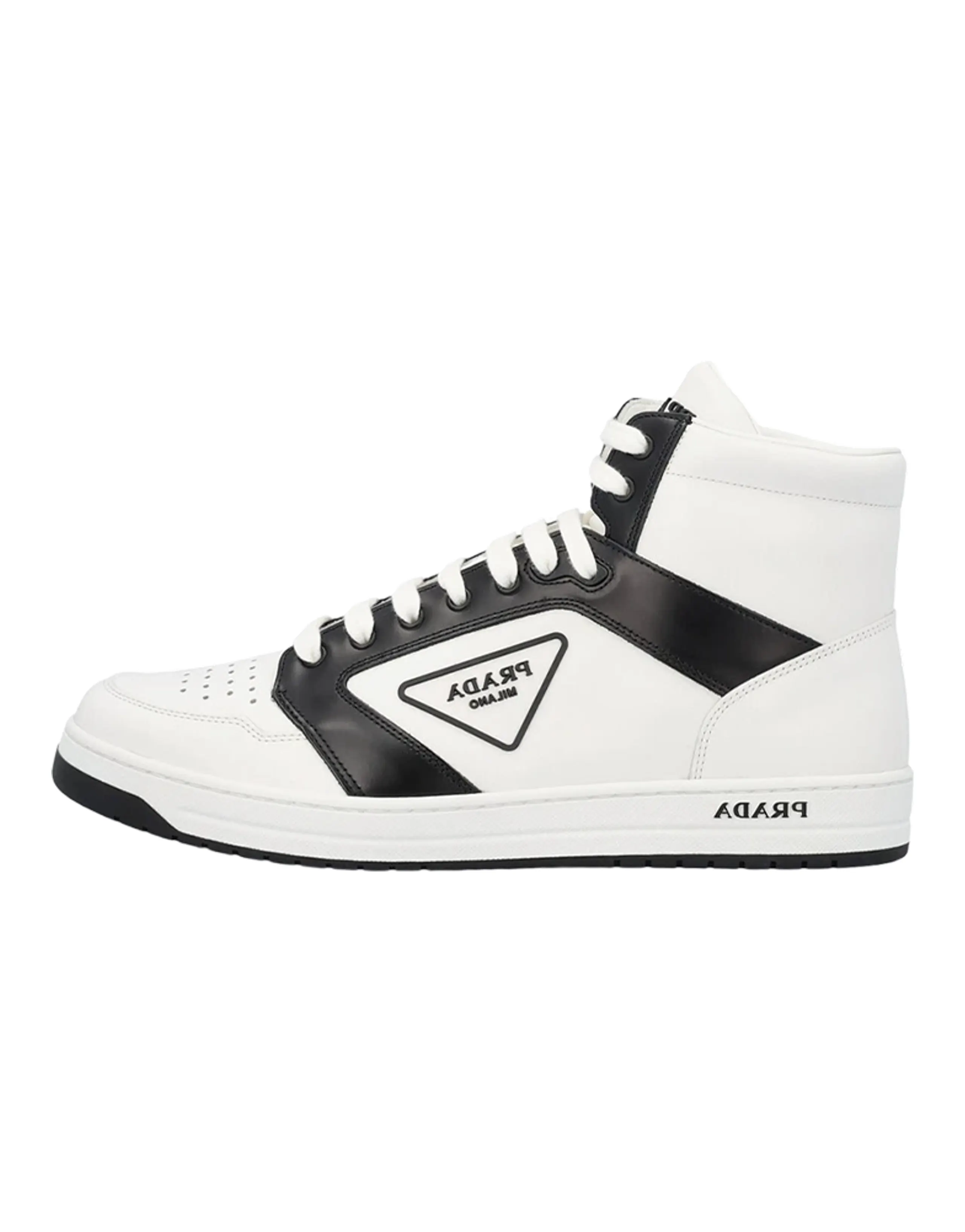 PRADA District Skateboard Shoes Men High-Top Black White