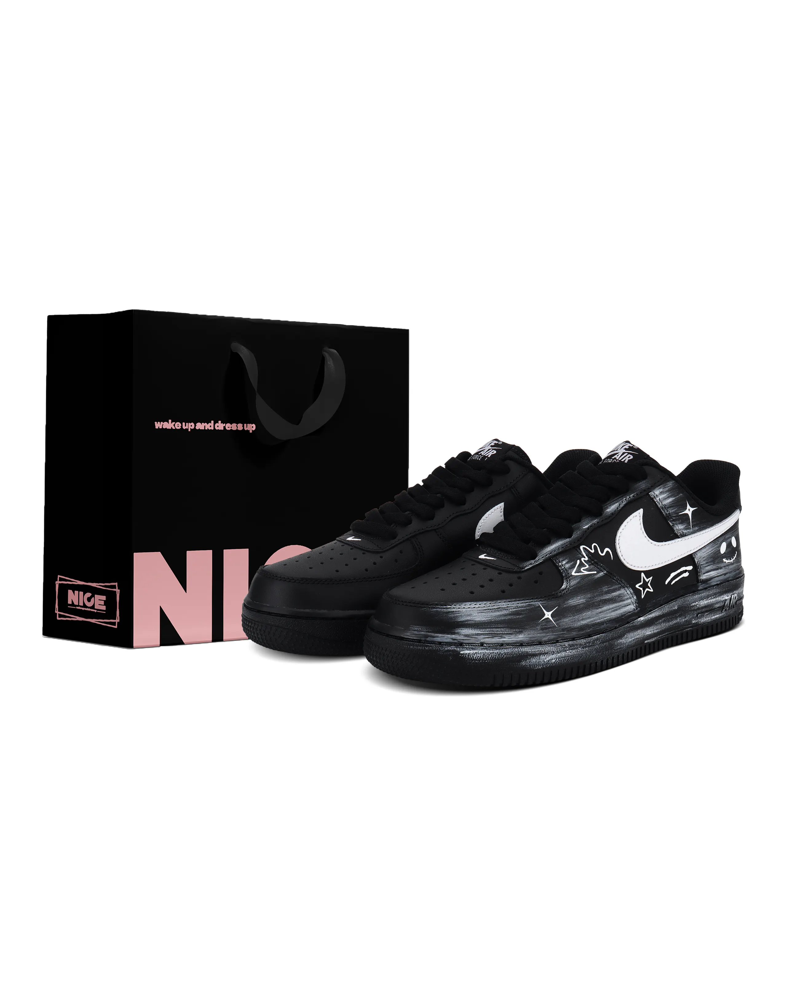 Custom SneakersNike Air Force 1 'Black Samurai' Slip-Resistant Low-Top Skate Shoes Unisex