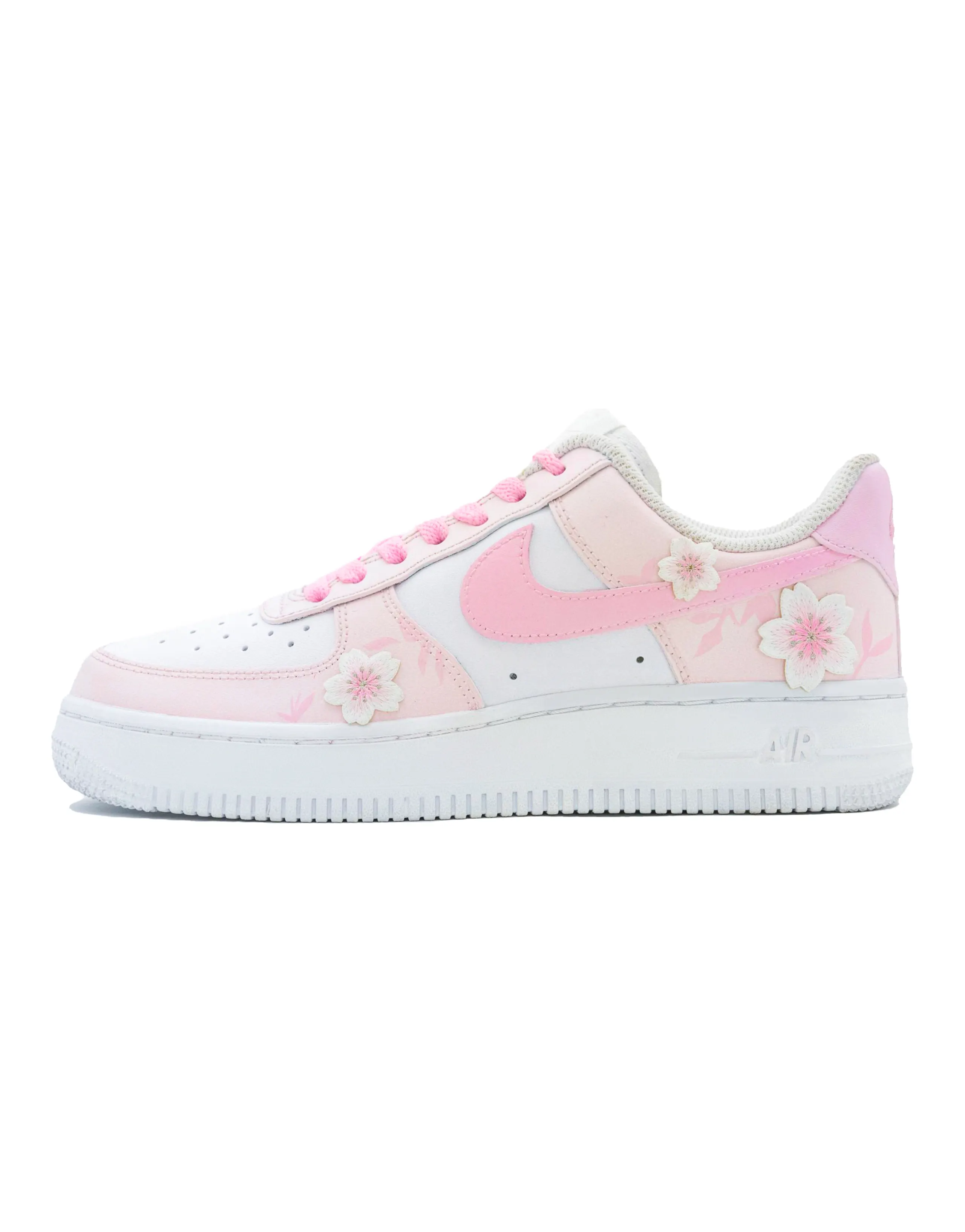 Custom Sneakers: Nike Air Force 1 'Cherry Blossom Bubbles' Cowhide Romantic Niche Sweet Durable Low-Top Sneakers Unisex Pink