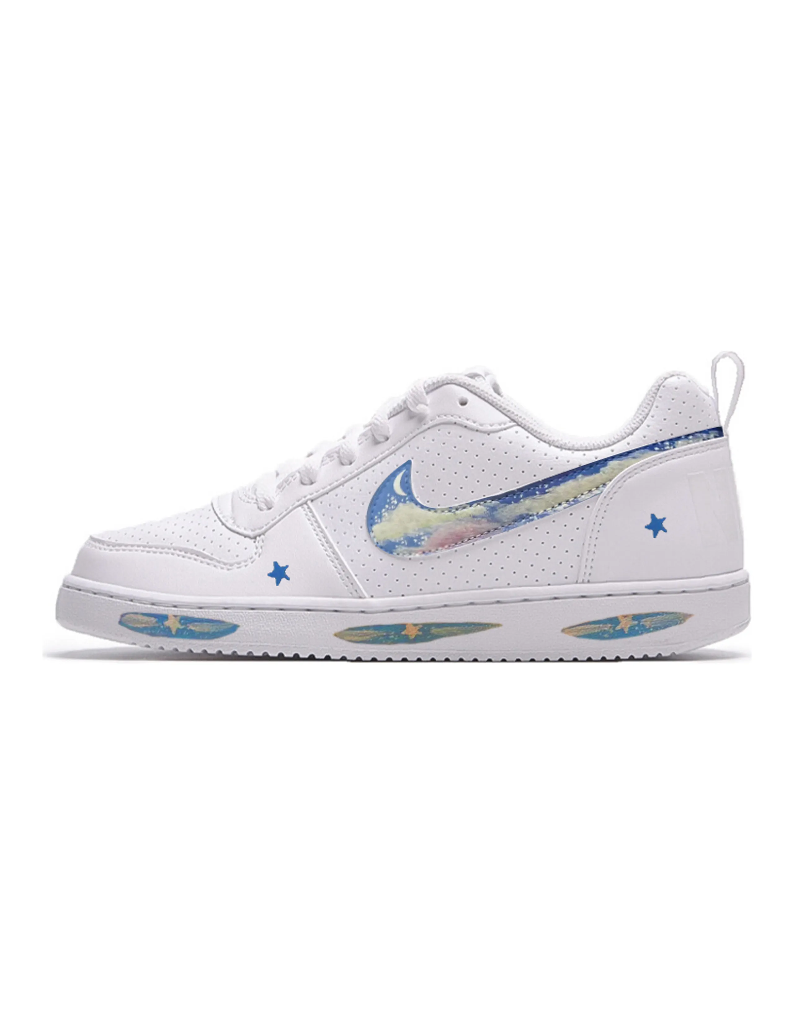 Nike Court Borough Skateboard Shoes Women's Low-Top Blue/White