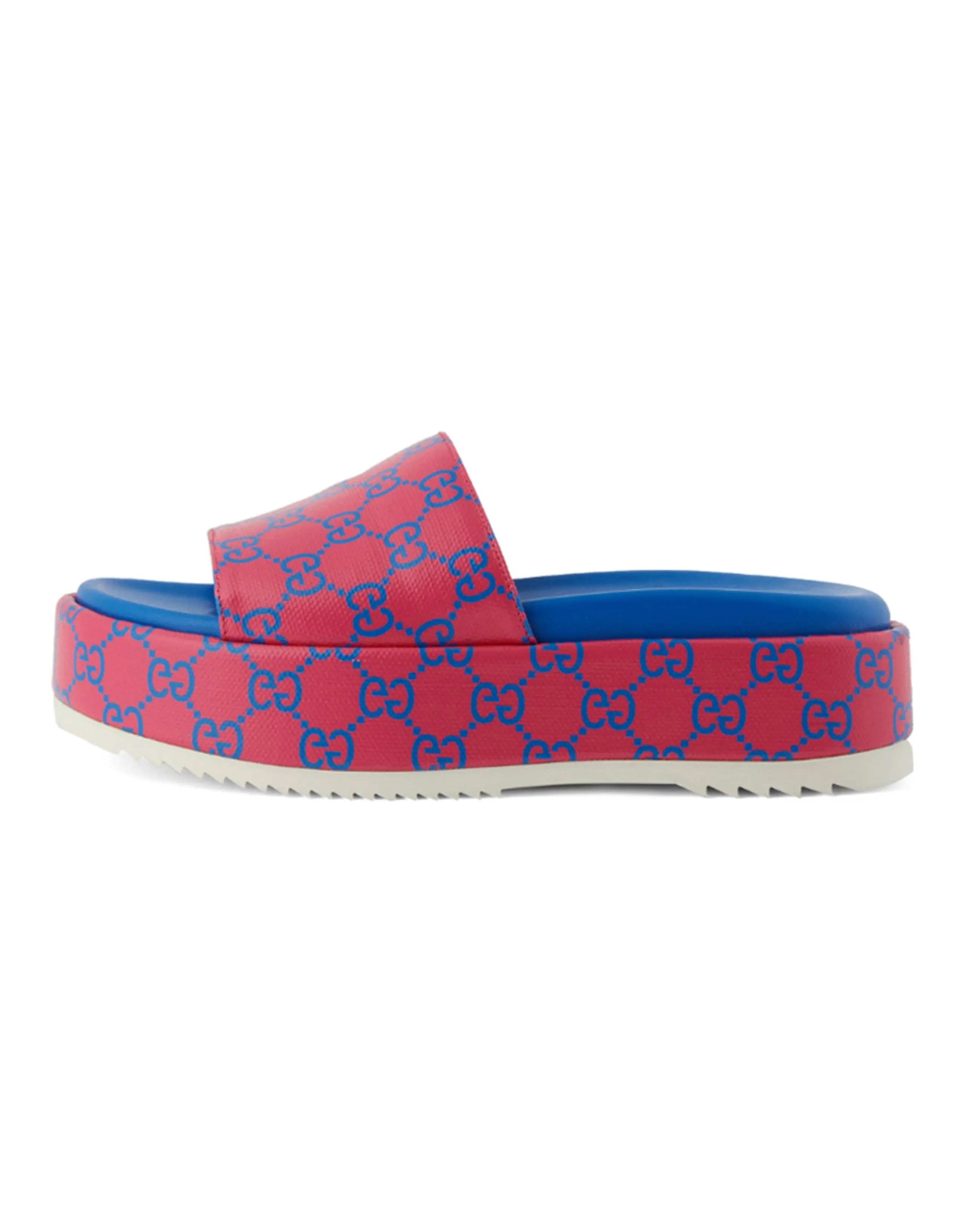 GUCCI GG Platform Sandals Fuchsia Blue Women's