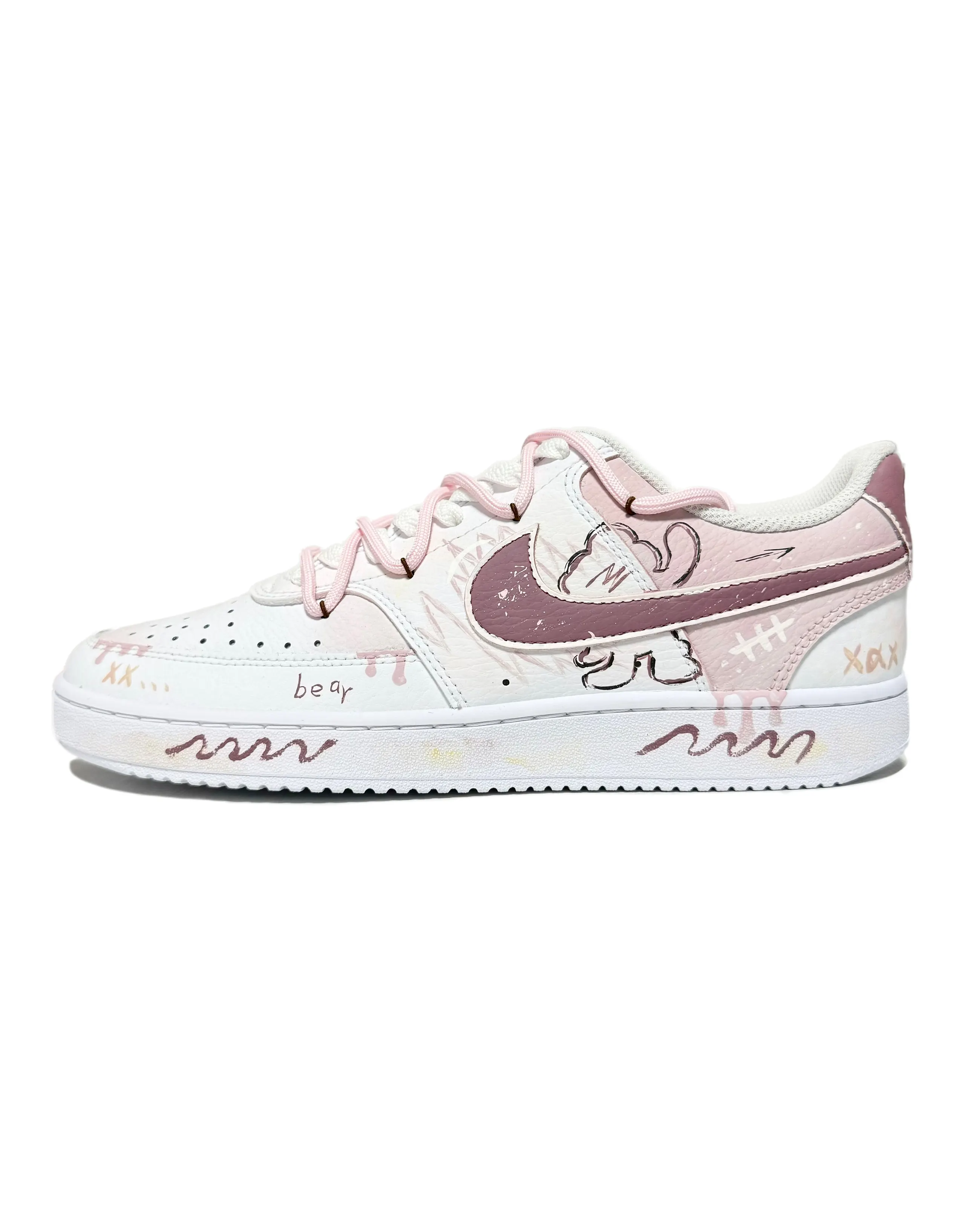 Nike Court Vision 1 Bear Gummies Anti Slip Wear Resistant Low Top Skateboard Shoes Unisex Pink