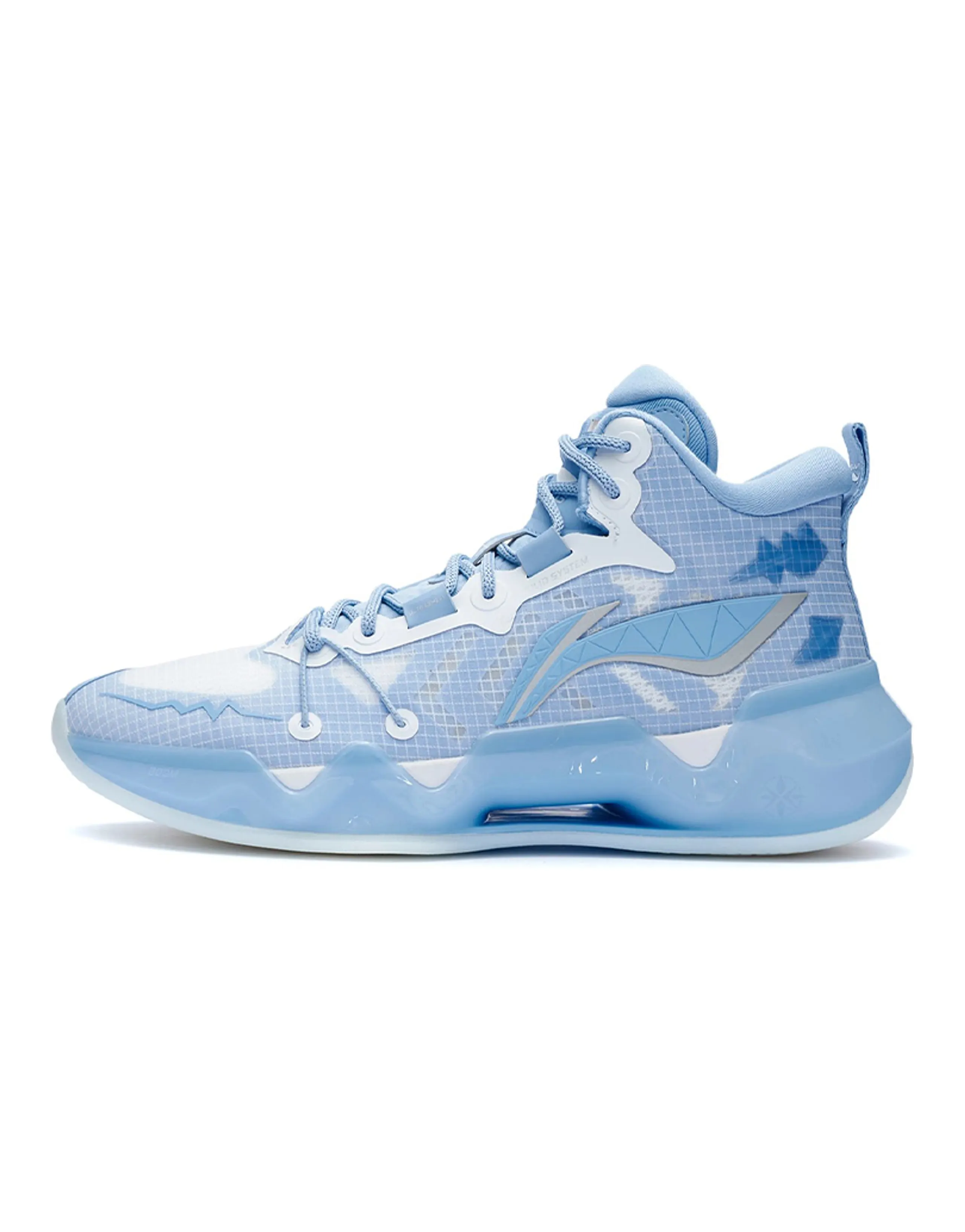 LiNing Liren 2 Cushioned Slip-Resistant Rebound Mid-Top Basketball Shoes Snow Blue