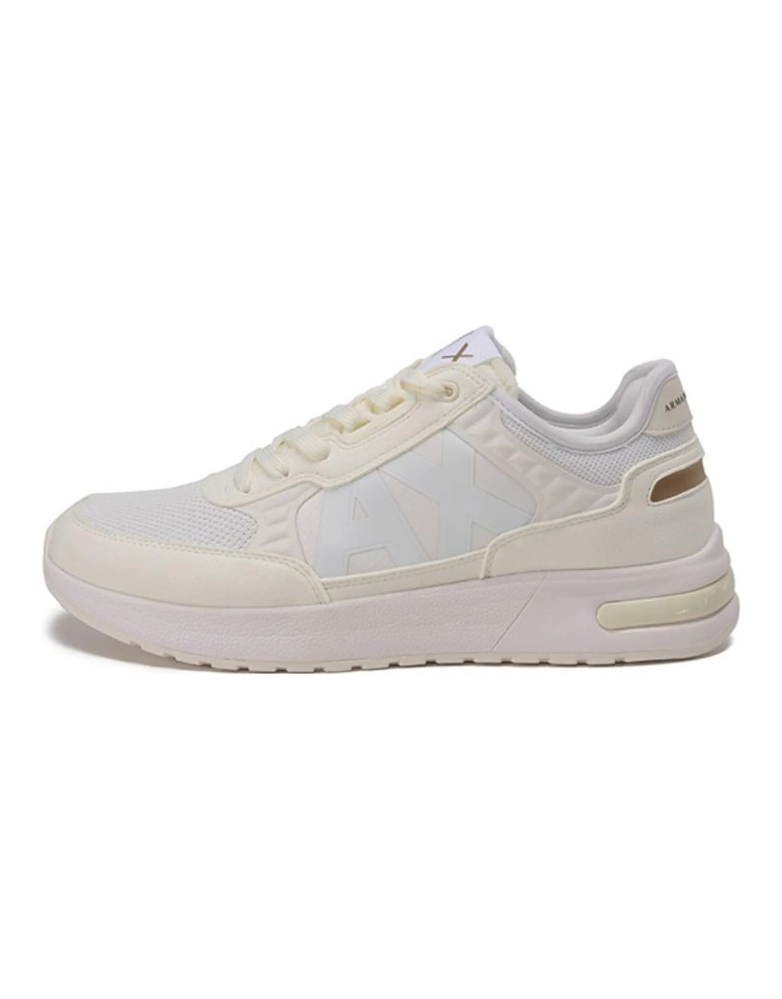 ARMANI EXCHANGE Fabric Lace-Up Logo Low-Top Casual Sneakers Men's Ivory