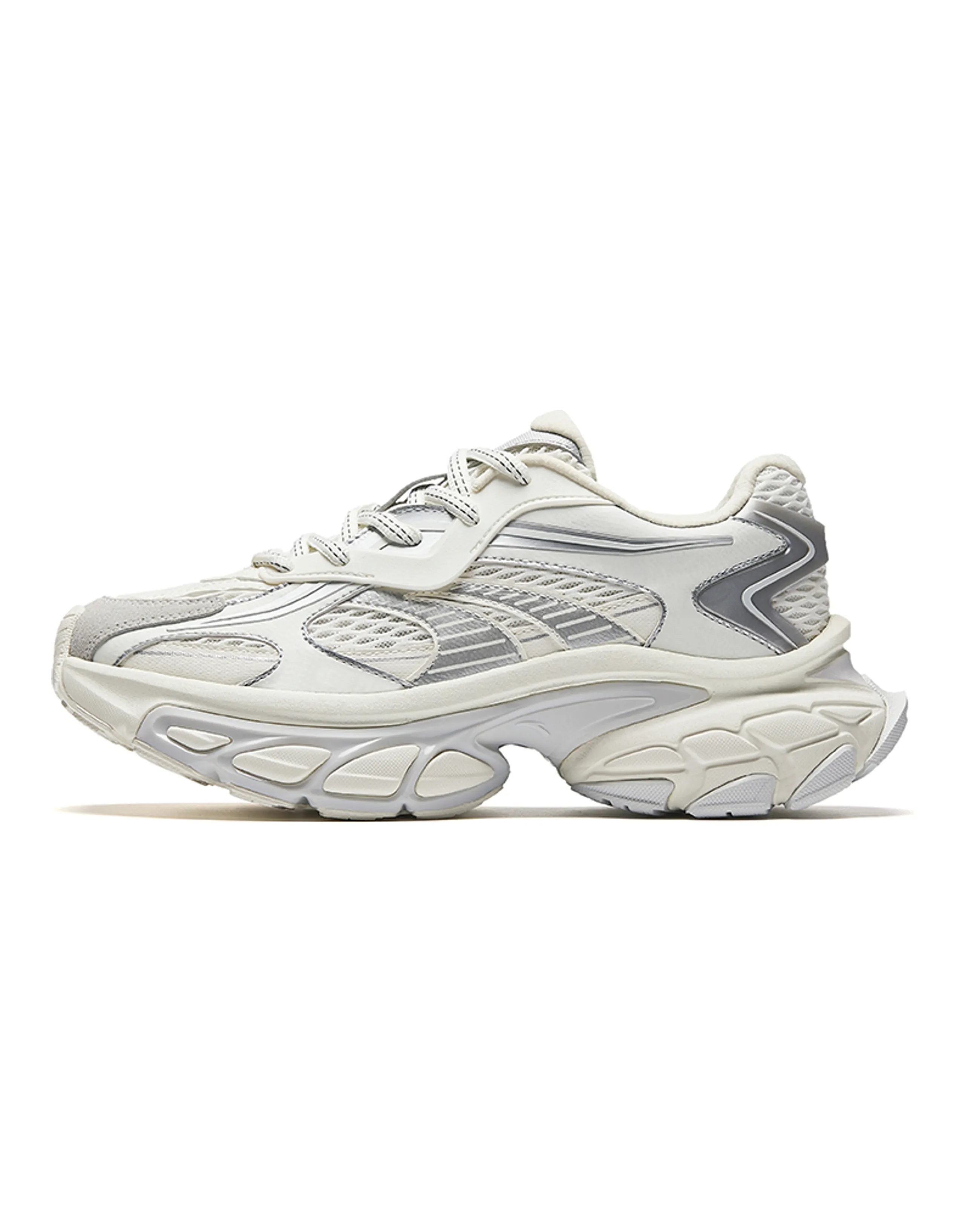 Anta Star Moon Slip-Resistant Breathable Low-Top Chunky Sneakers Men's White Silver