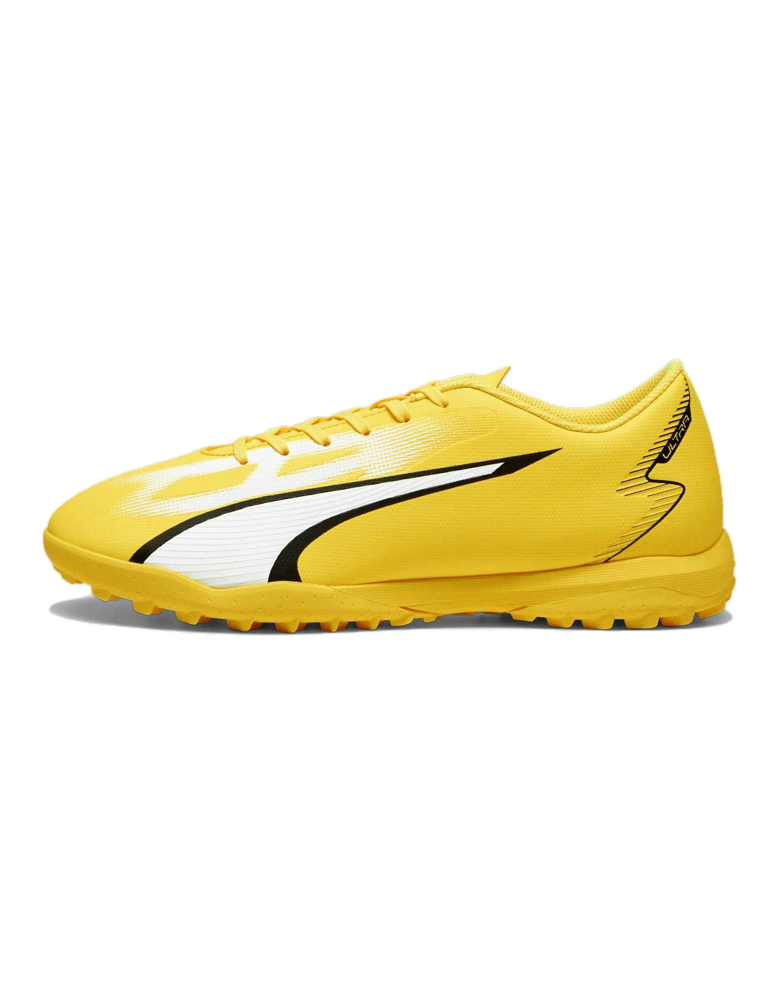 PUMA Ultra Play TT Rubber Broken Studs Artificial Ground Slip-Resistant Soccer Shoes Men's Yellow White Black