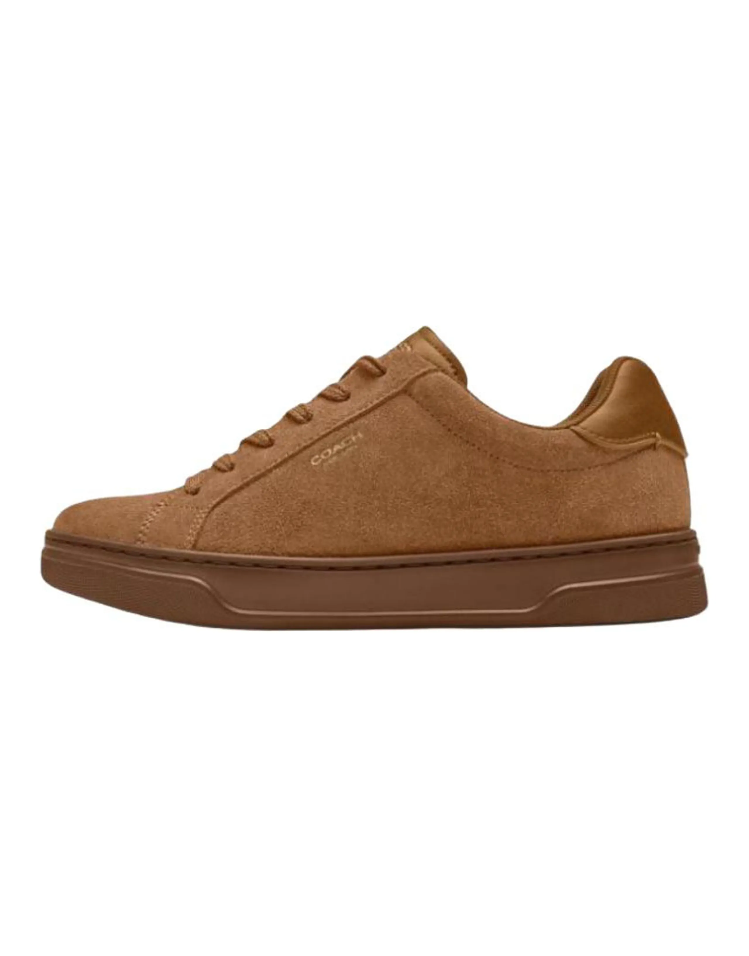 COACH Highline Top-Grain Leather Round-Toe Lace-Up Low-Top Skate Shoes Women's Brown
