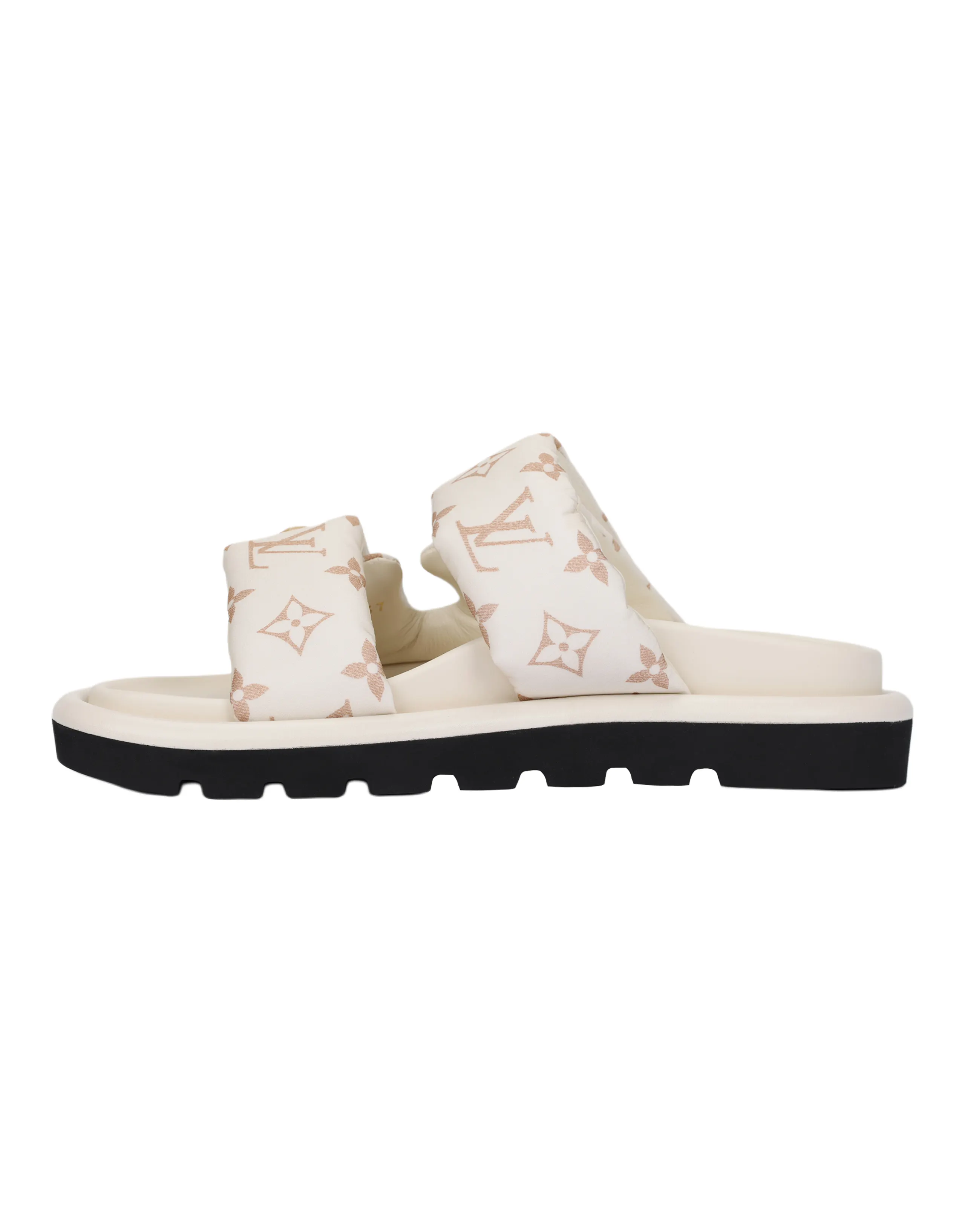 LOUIS VUITTON Pool Pillow Comfort Round Toe Slip-On Anti-Friction Flip-Flops Women's White