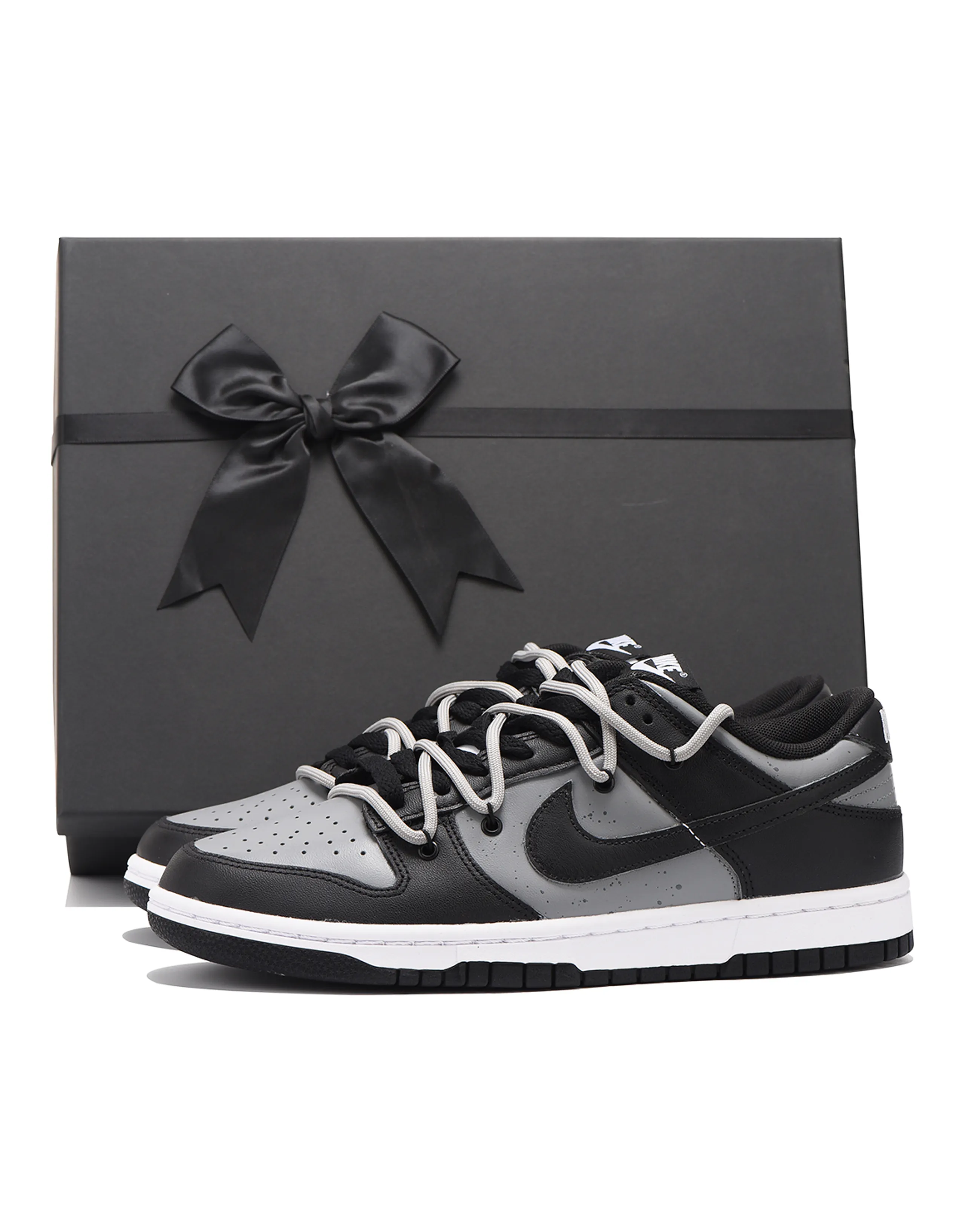 Nike Dunk Coverage Impact Resistance Wear-Resistant Low-Top Skateboard Shoes GS Black Gray