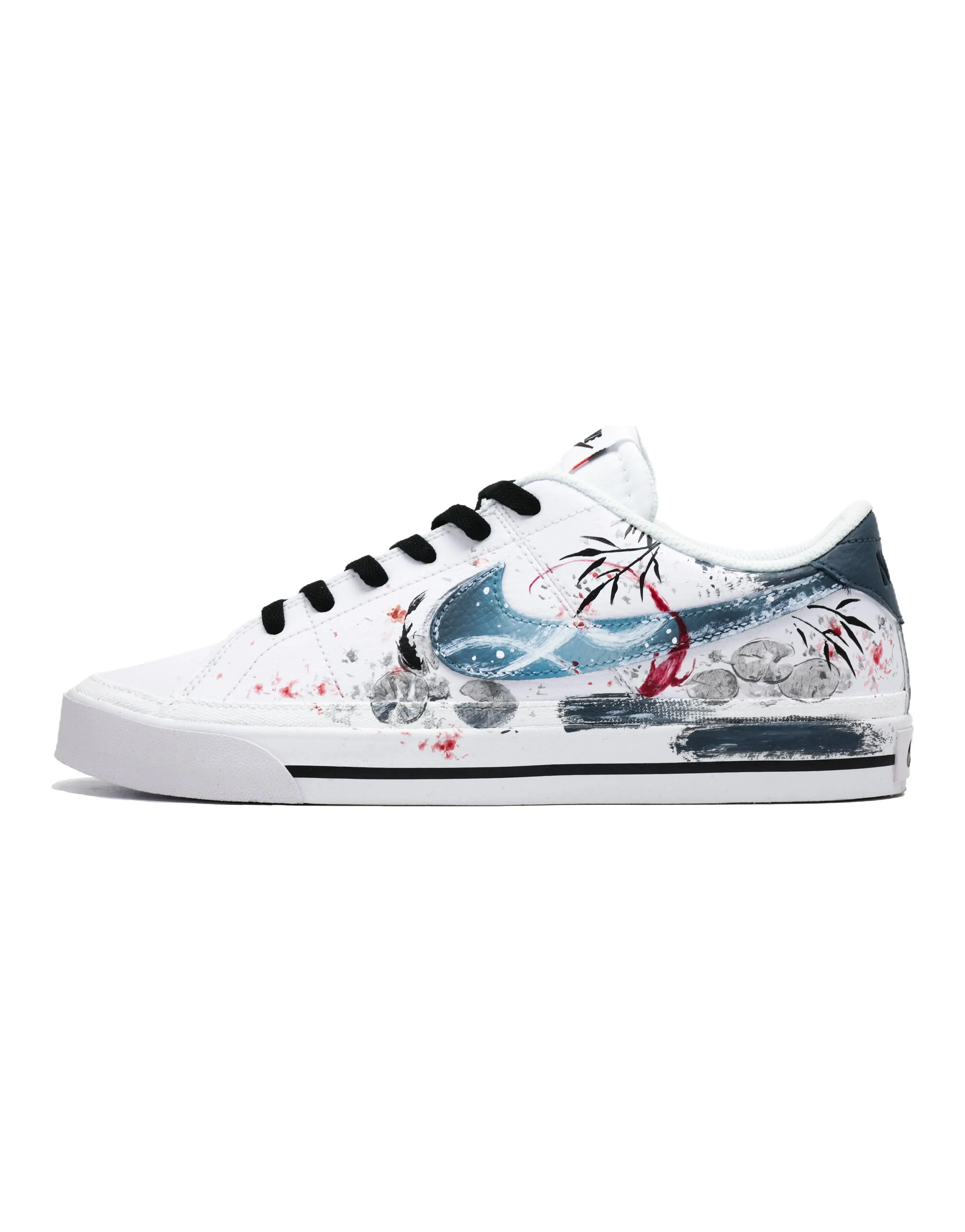 Nike Court Legacy Custom 'Ink Koi' Low-Top Skate Shoes Men's White Gray