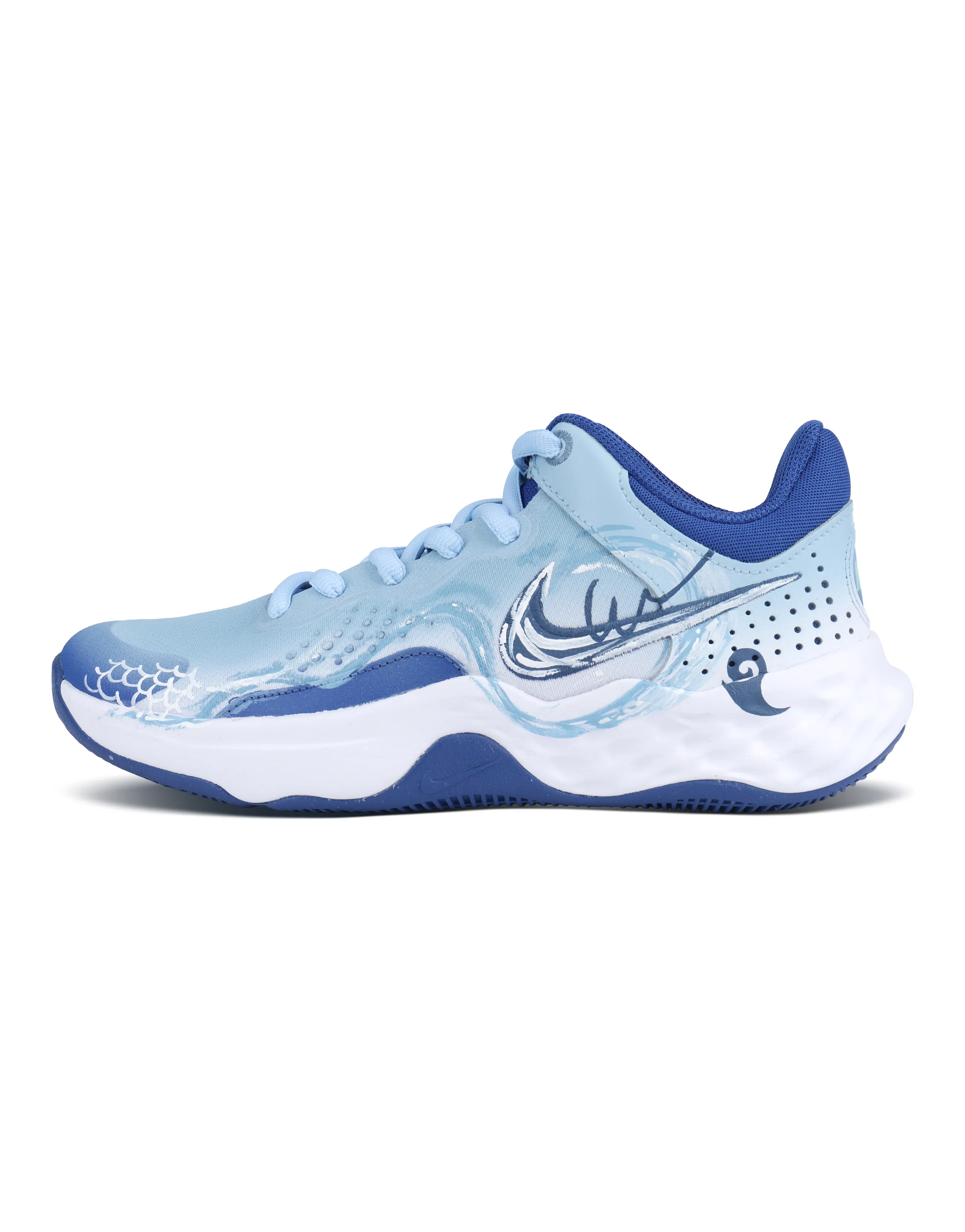 [Custom Sneakers] Nike Fly By Mid 3 'Ao Bing' Gradient Art Chinese Zodiac Snake Year Comfortable Versatile Mid-Top Basketball Shoes Men's Light Blue