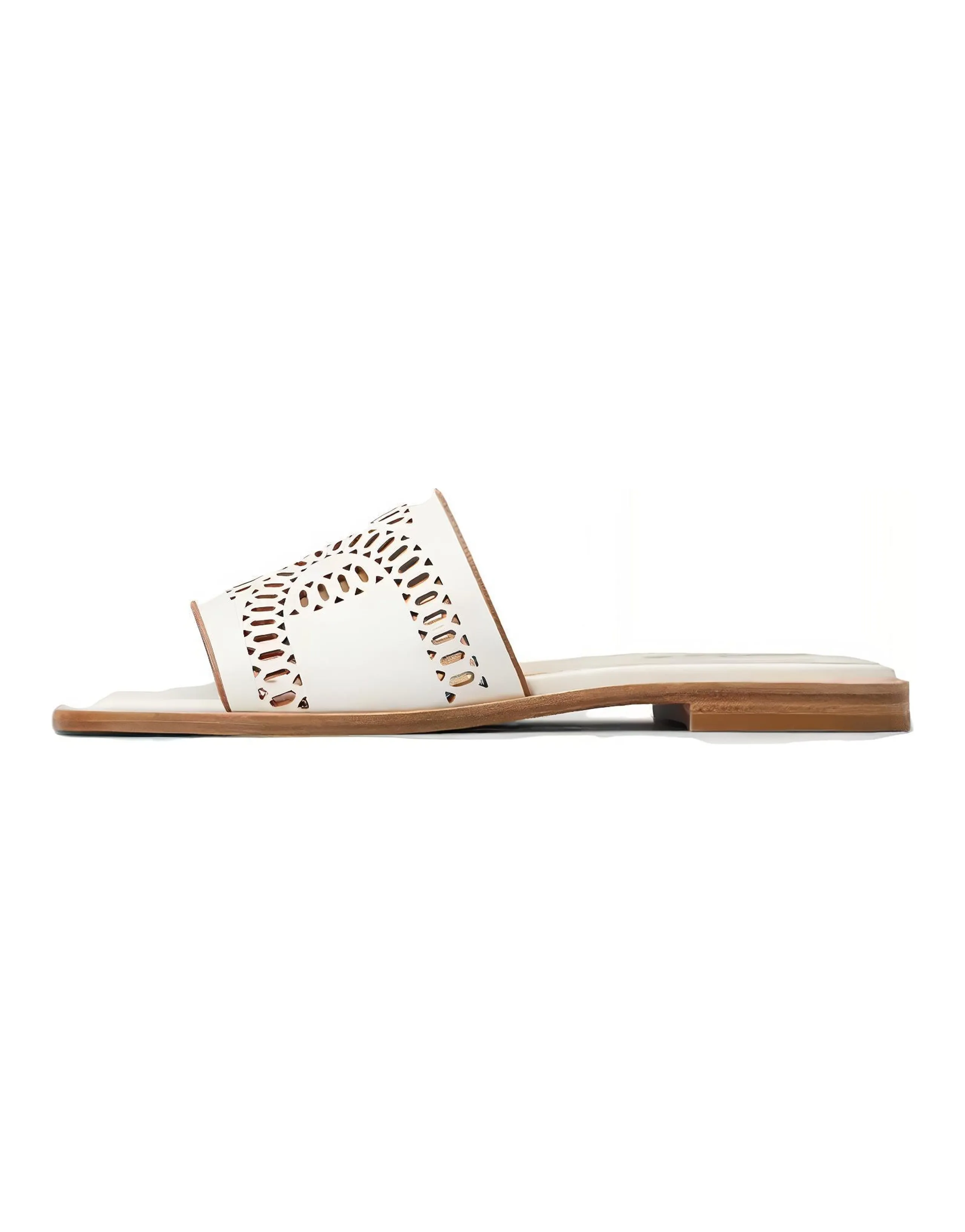 TOD'S Round-Toe Open-Toe Cut-Out Slide Sandals Women's White