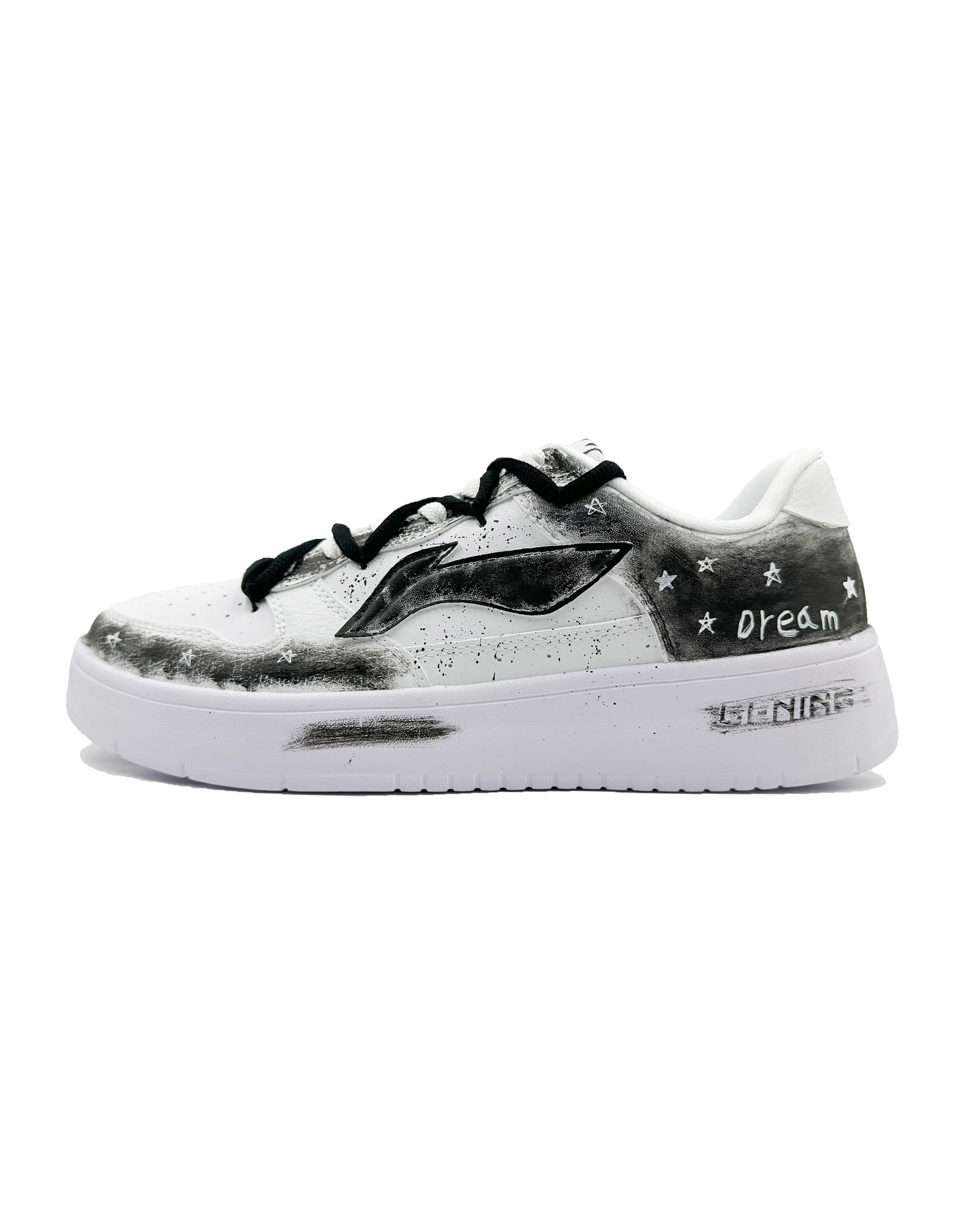 LiNing Pontoon Boats Durable Lightweight And Breathable Low-Top Skateboard Shoes Men's White Black