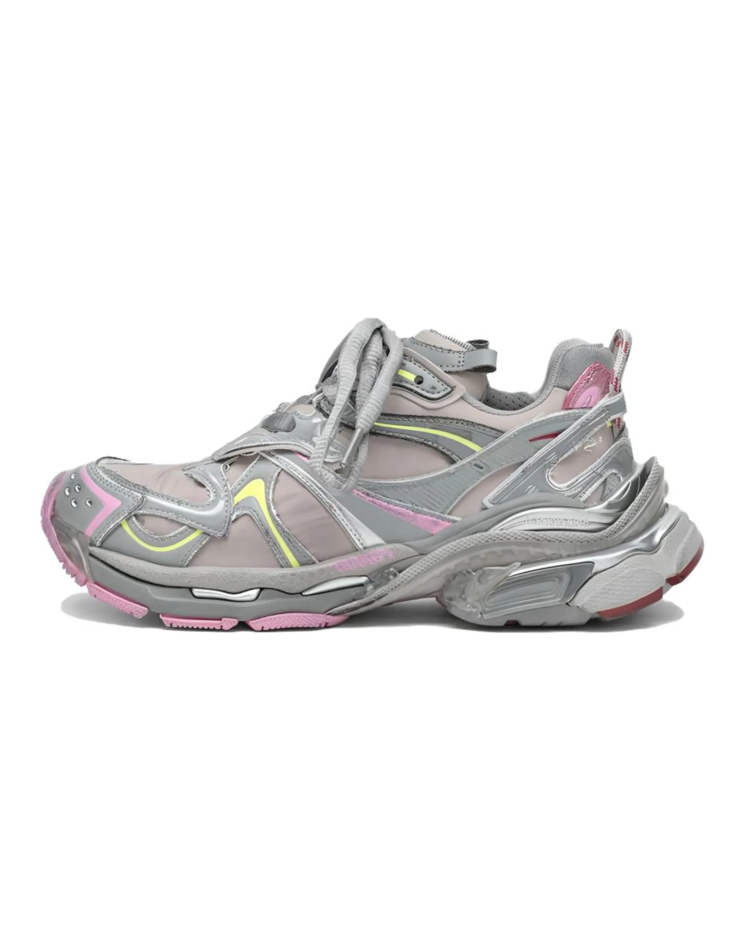 Balenciaga Runner 2.0 Canvas Round-Toe Lace-Up Low-Top Dad Shoes Women's Gray