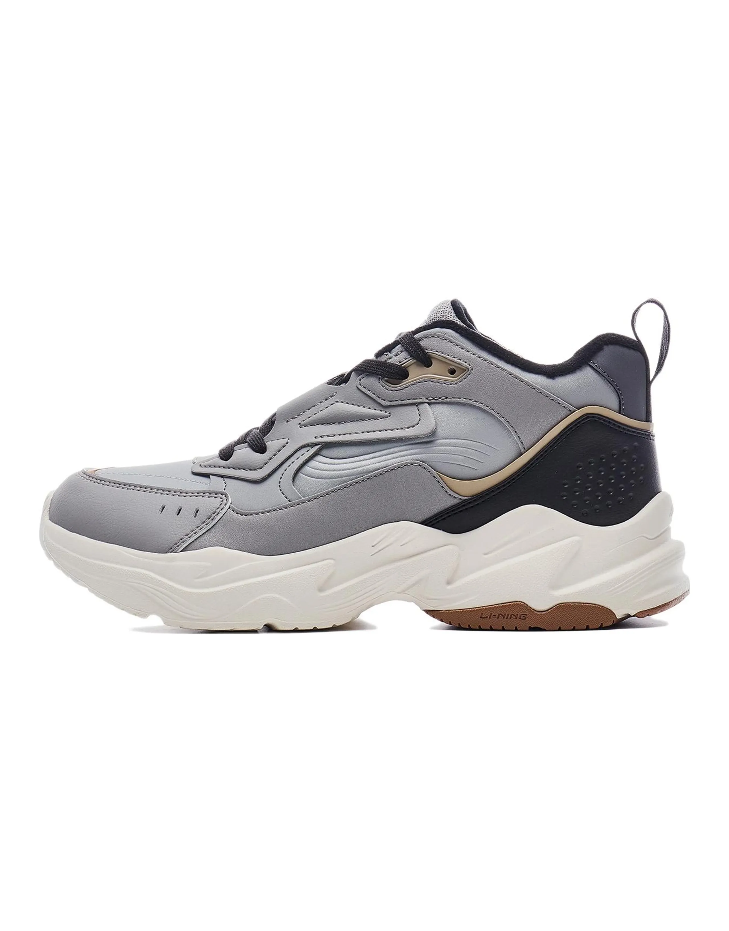 LiNing Defender Cushioning Wear-Resistant Mid-Top Casual Shoes Men's Shark Gray