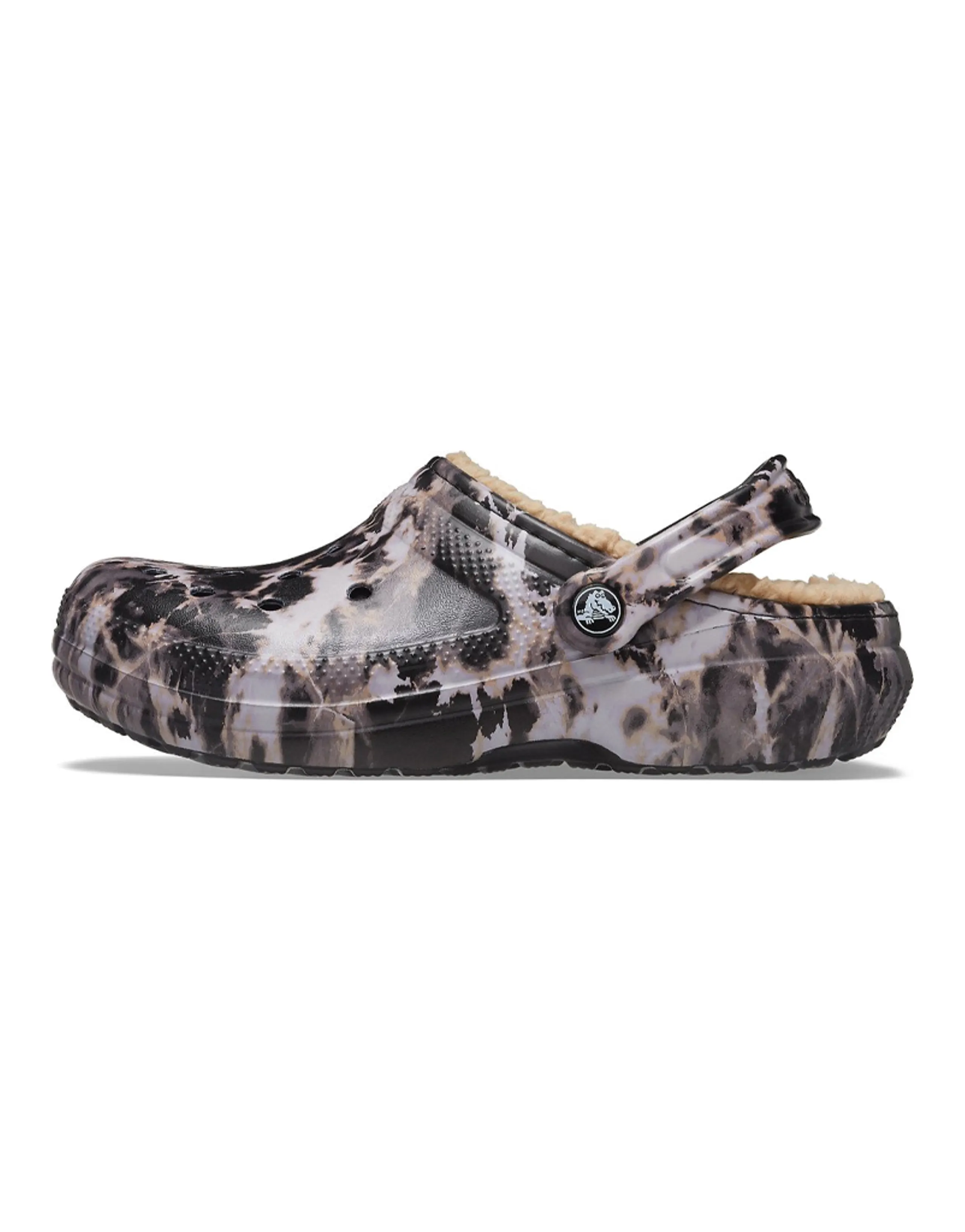 Crocs Classic Lined Bleach Dye Clogs 'Black White Beige'