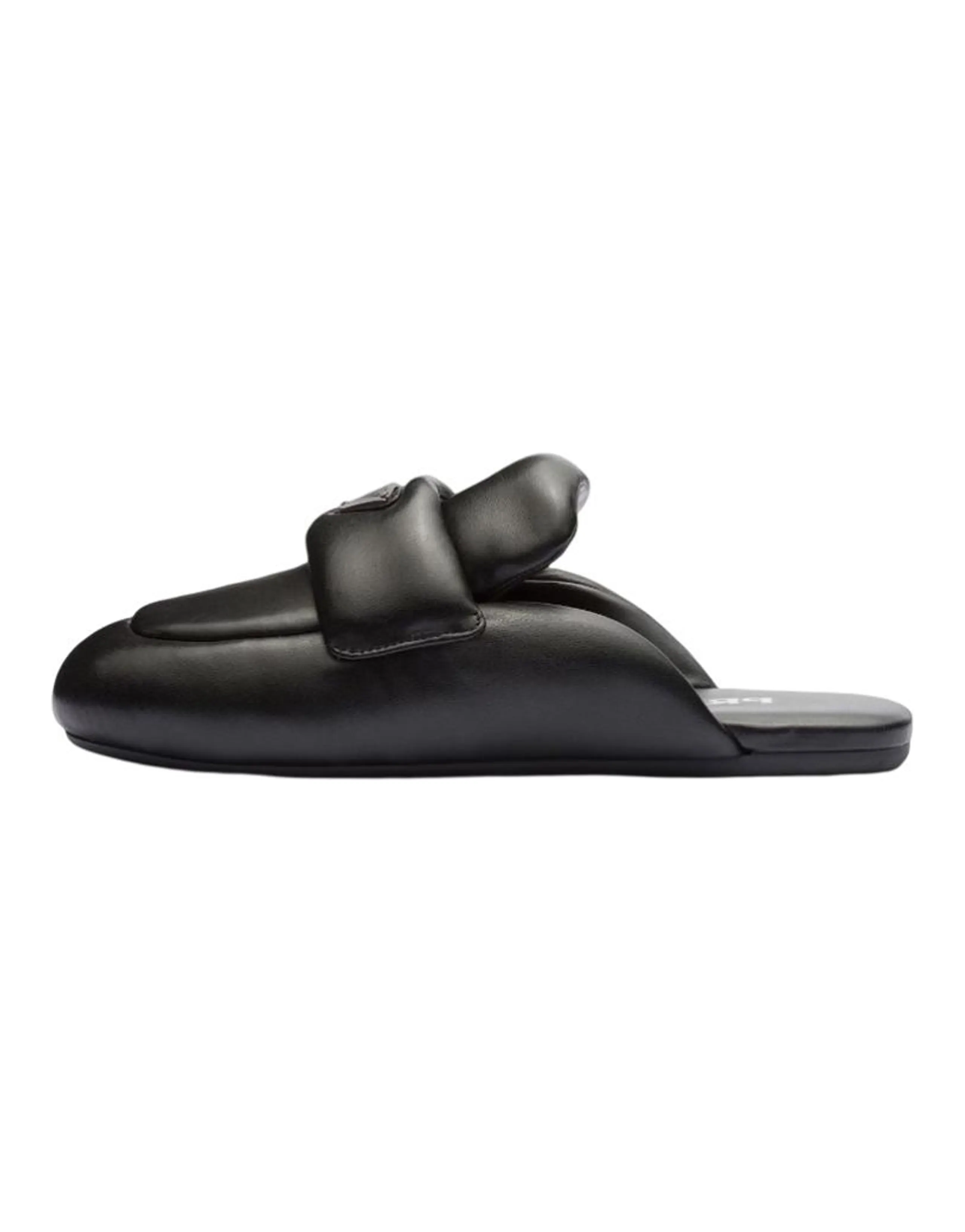 PRADA Soft Padded 5mm Sabots Black Nappa Leather Women's