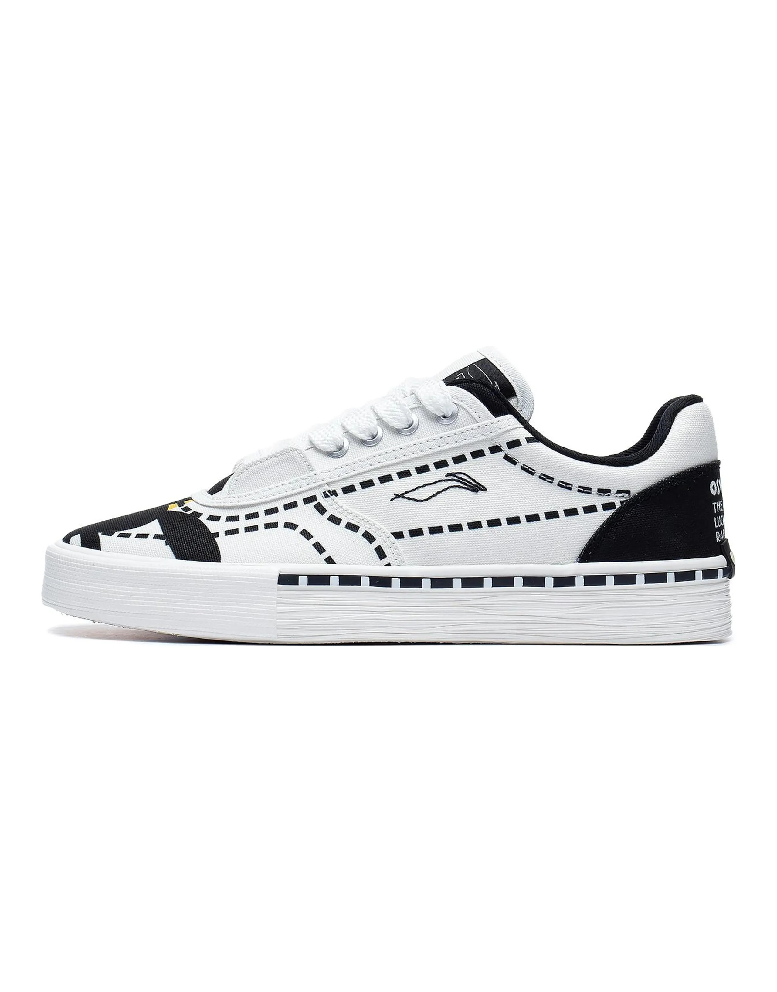 OSWALD x LiNing 50/50 Anti-Slip Wear-Resistant Low-Top Skateboard Shoes Women's White Black